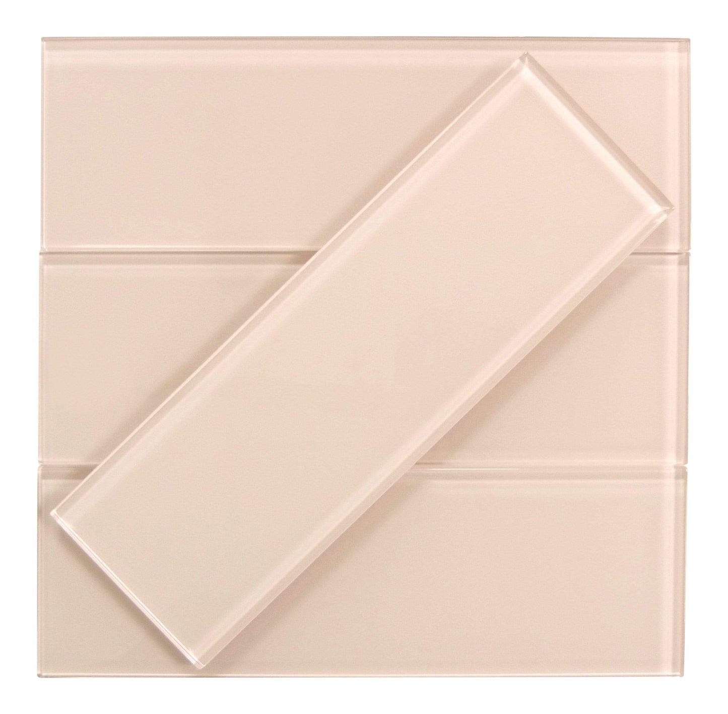 Rose Pale Pink 4" x 12" Glossy Glass Subway Tile Pacific Tile