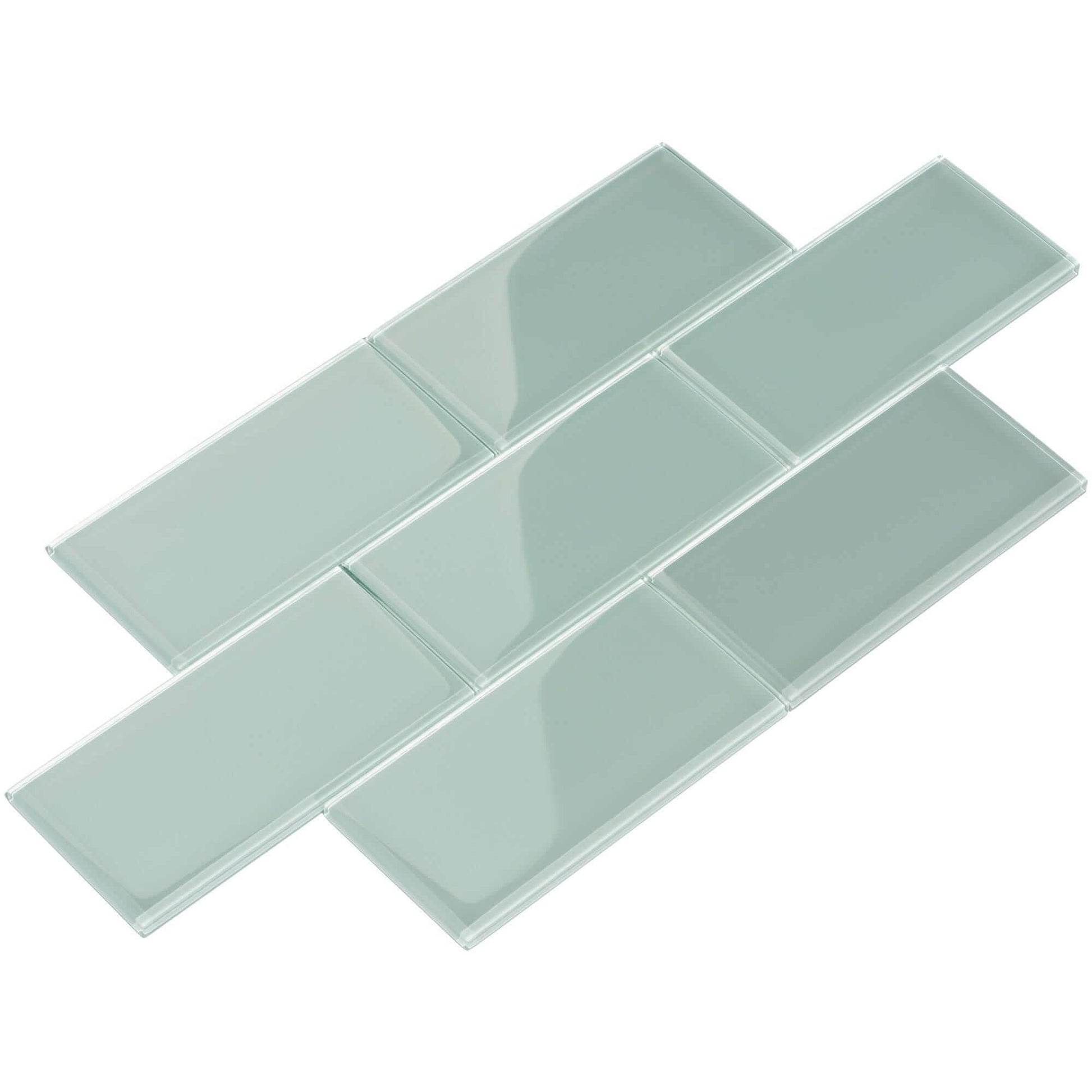 Light Sky Blue 3'' x 6'' Glossy Glass Subway Tile Pacific Tile