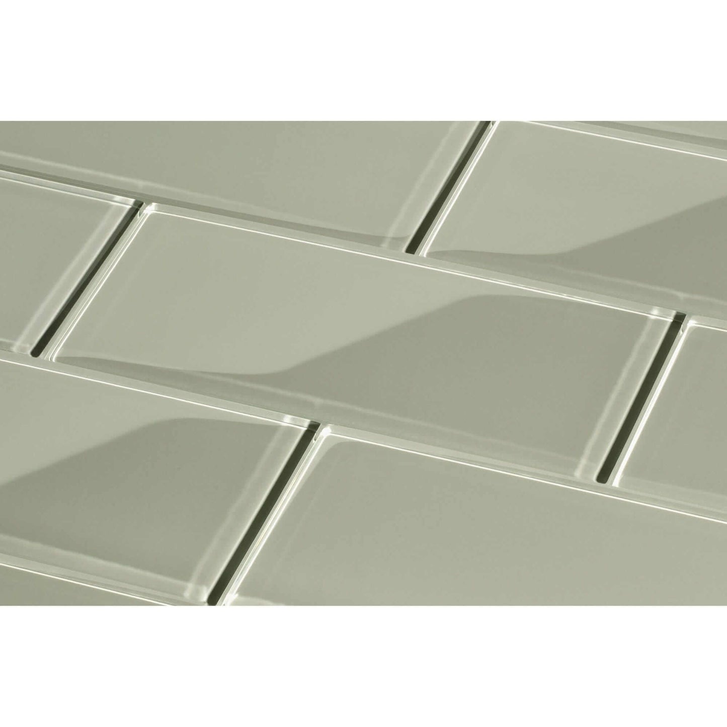 Light Grey 3'' x 6'' Glossy Glass Subway Tile Pacific Tile