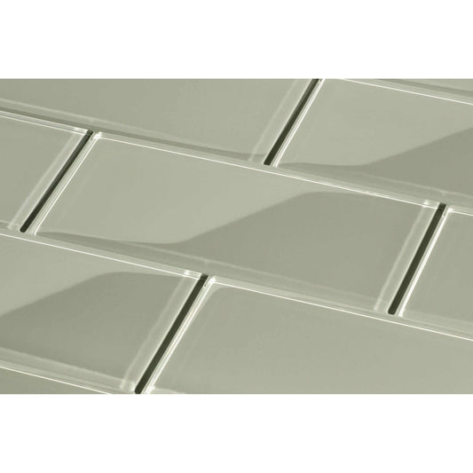 Light Grey 3'' x 6'' Glossy Glass Subway Tile Pacific Tile