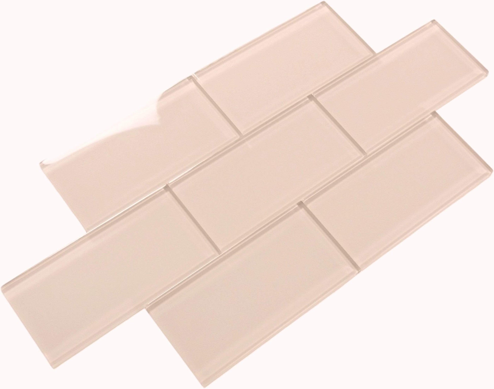 Rose Pale Pink 3'' x 6'' Glossy Glass Subway Tile Pacific Tile