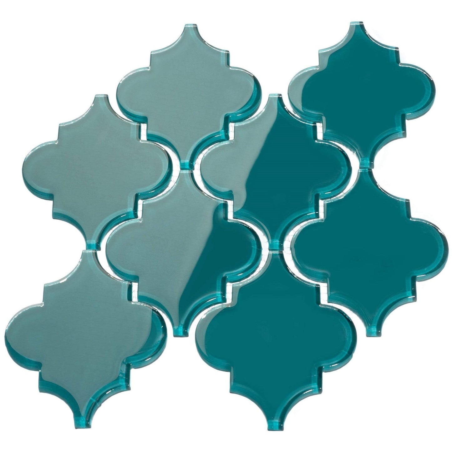 Dark Teal Arabesque Glossy Glass Tile Pacific Tile