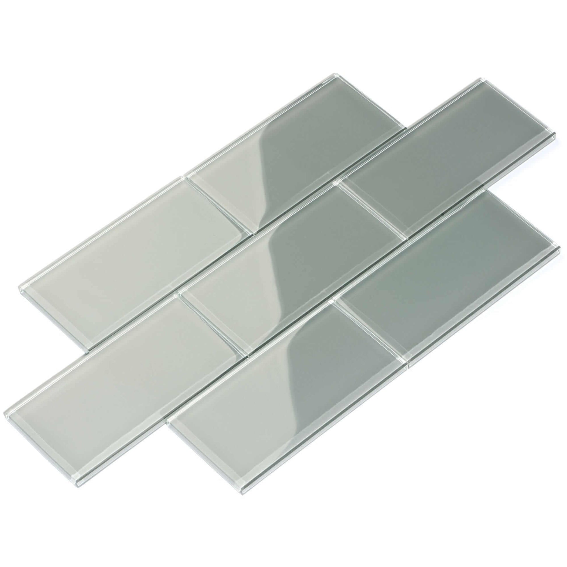 Smoke Grey 3'' x 6'' Glossy Glass Subway Tile Pacific Tile