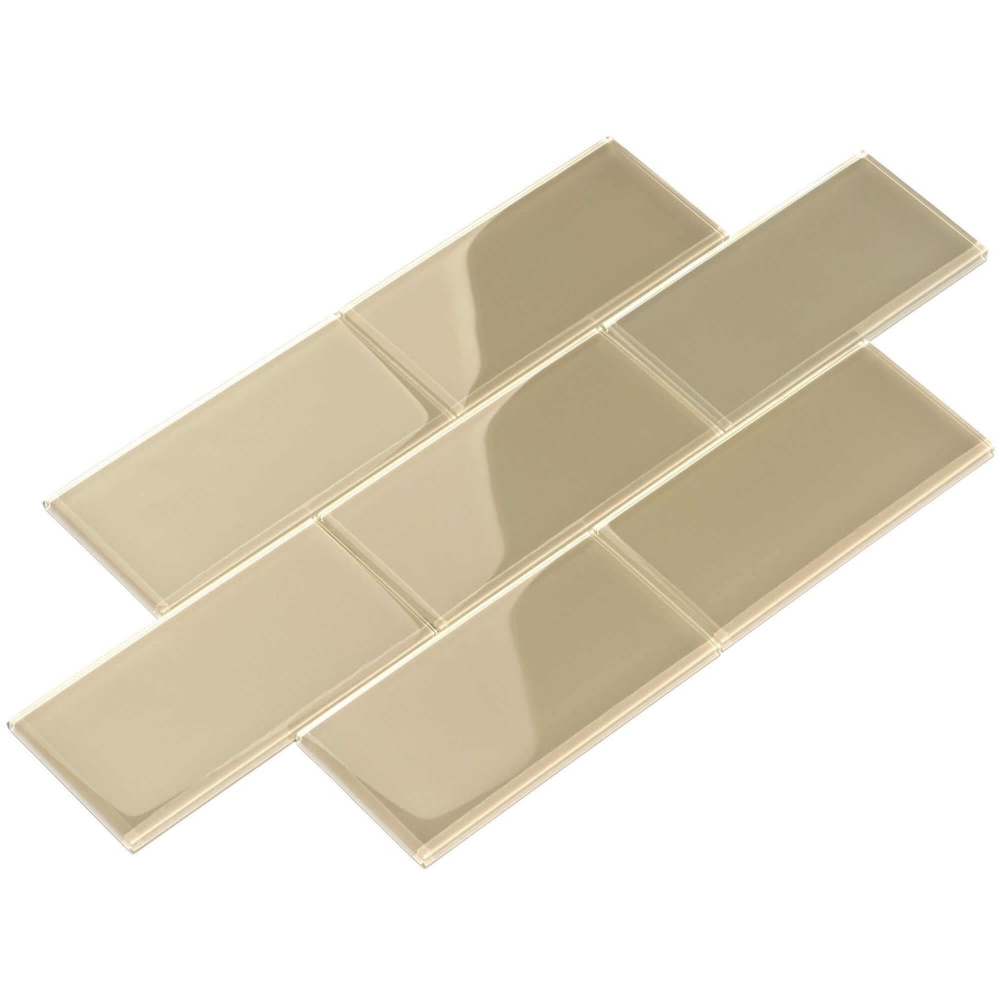 Light Taupe 3'' x 6'' Glossy Glass Subway Tile Pacific Tile