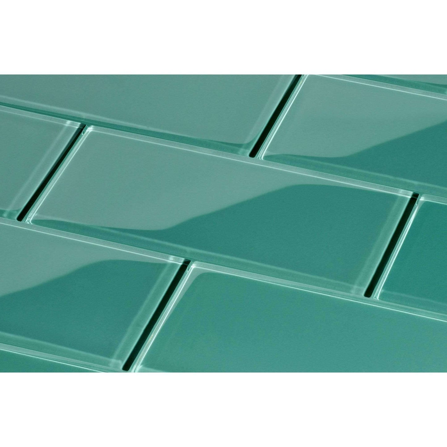 Teal Green 3'' x 6'' Glossy Glass Subway Tile Pacific Tile