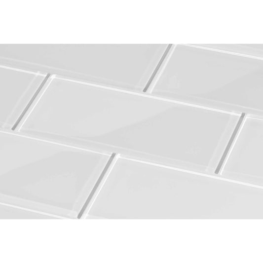 Bright White 3" x 6" Glossy Glass Subway Tile Pacific Tile