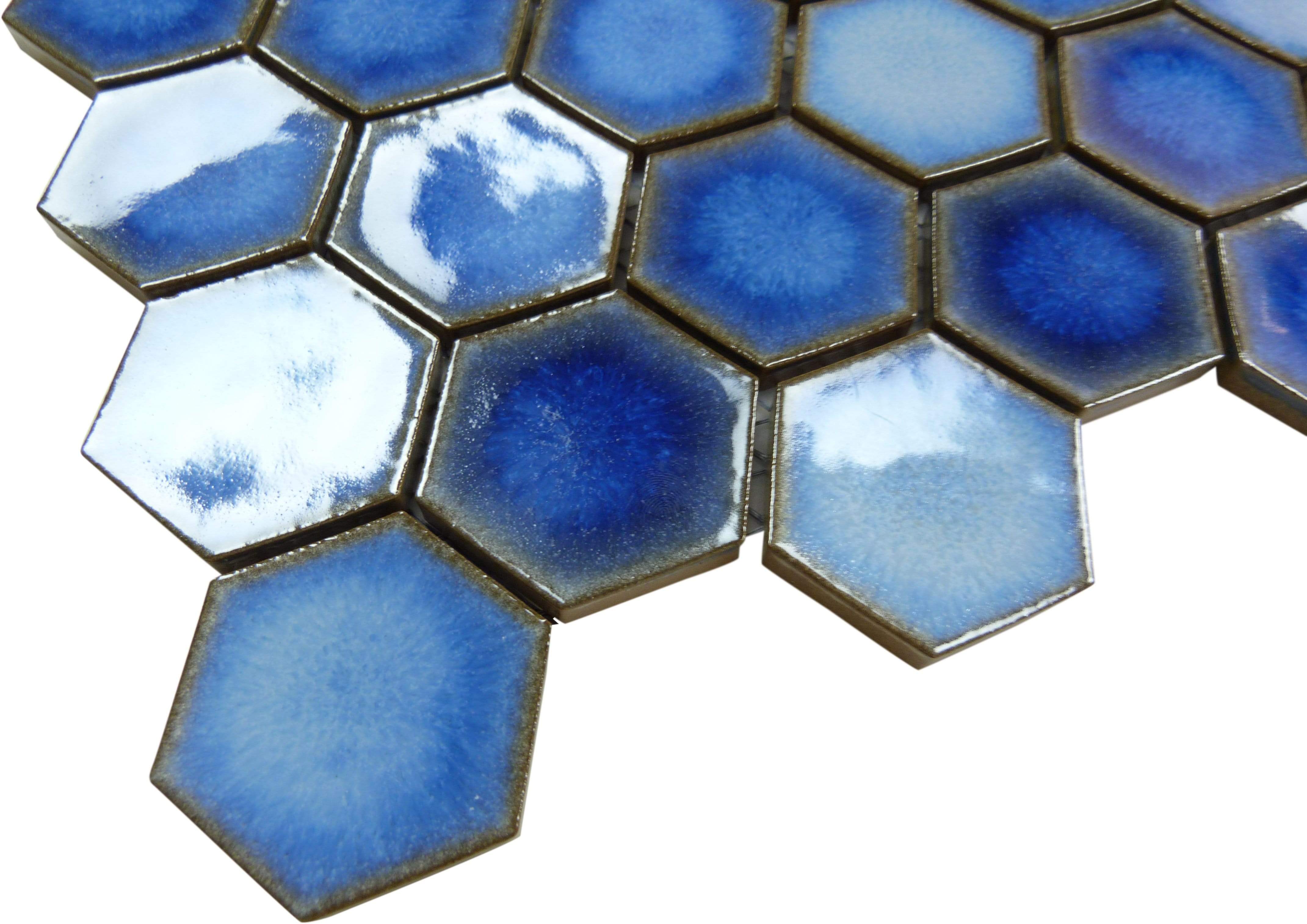 Aqua Sky Hexagon Glossy Porcelain Tile Regency