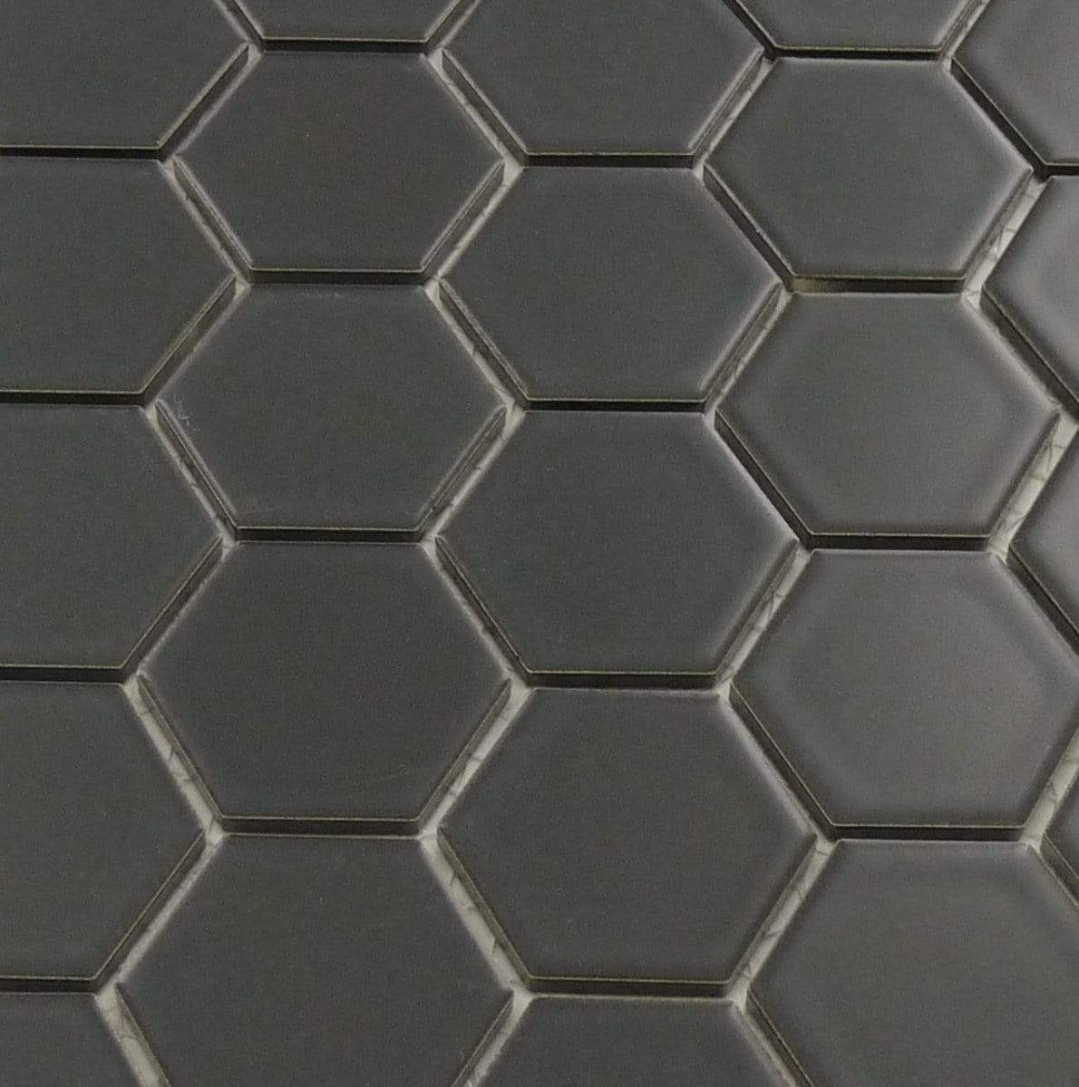 Jet Black Hexagon Porcelain Matte Tile Regency