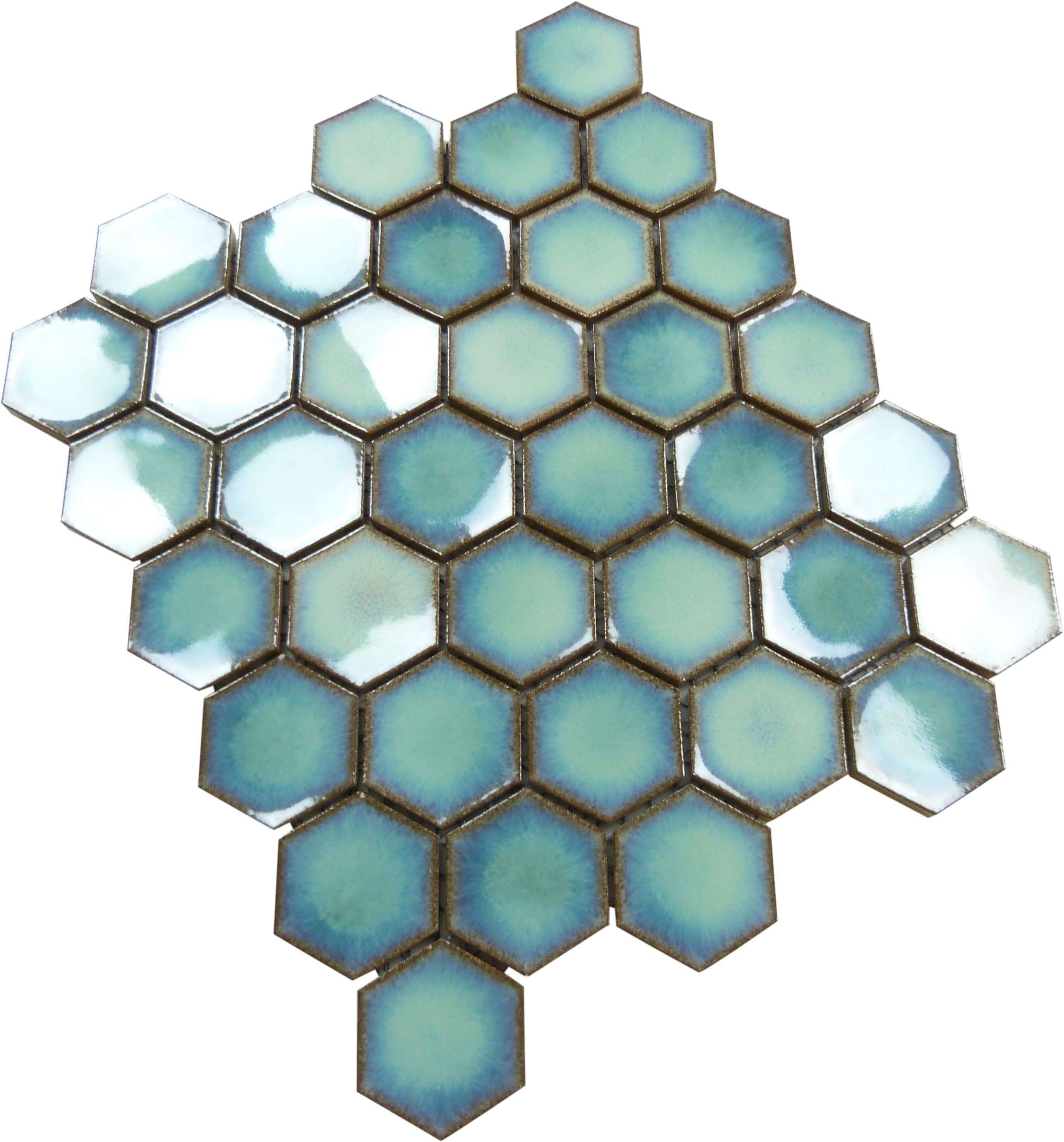 Cosmic Blue Hexagon Glossy Porcelain Tile Regency