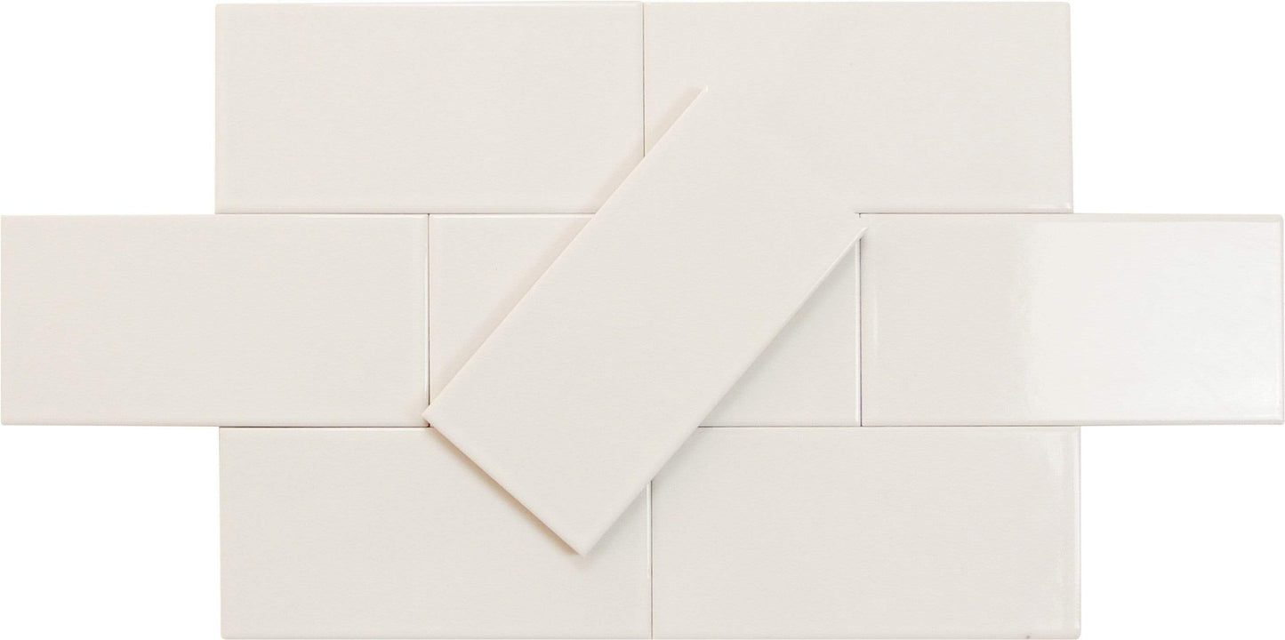 Delicate White 3" x 6" Glossy Porcelain Subway Tile Regency