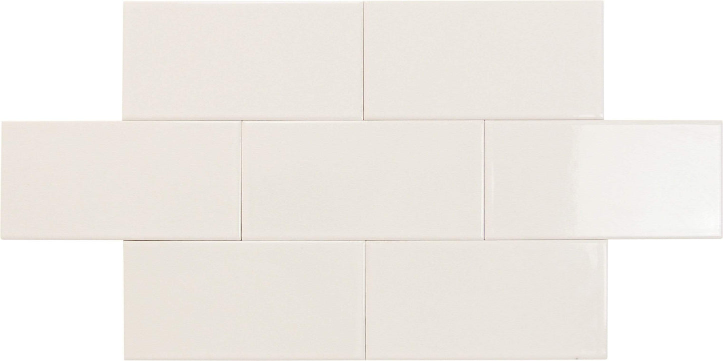 Delicate White 3" x 6" Glossy Porcelain Subway Tile Regency