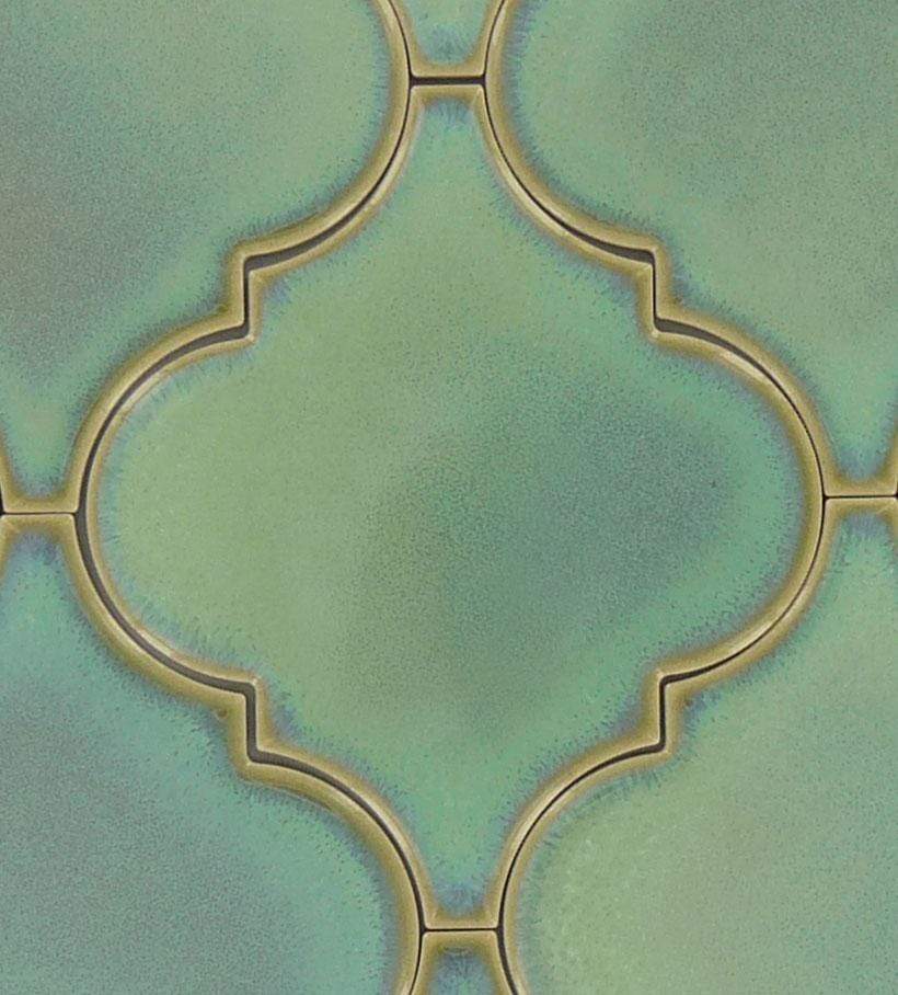 Shore Arabesque Green Glossy Porcelain Tile Regency