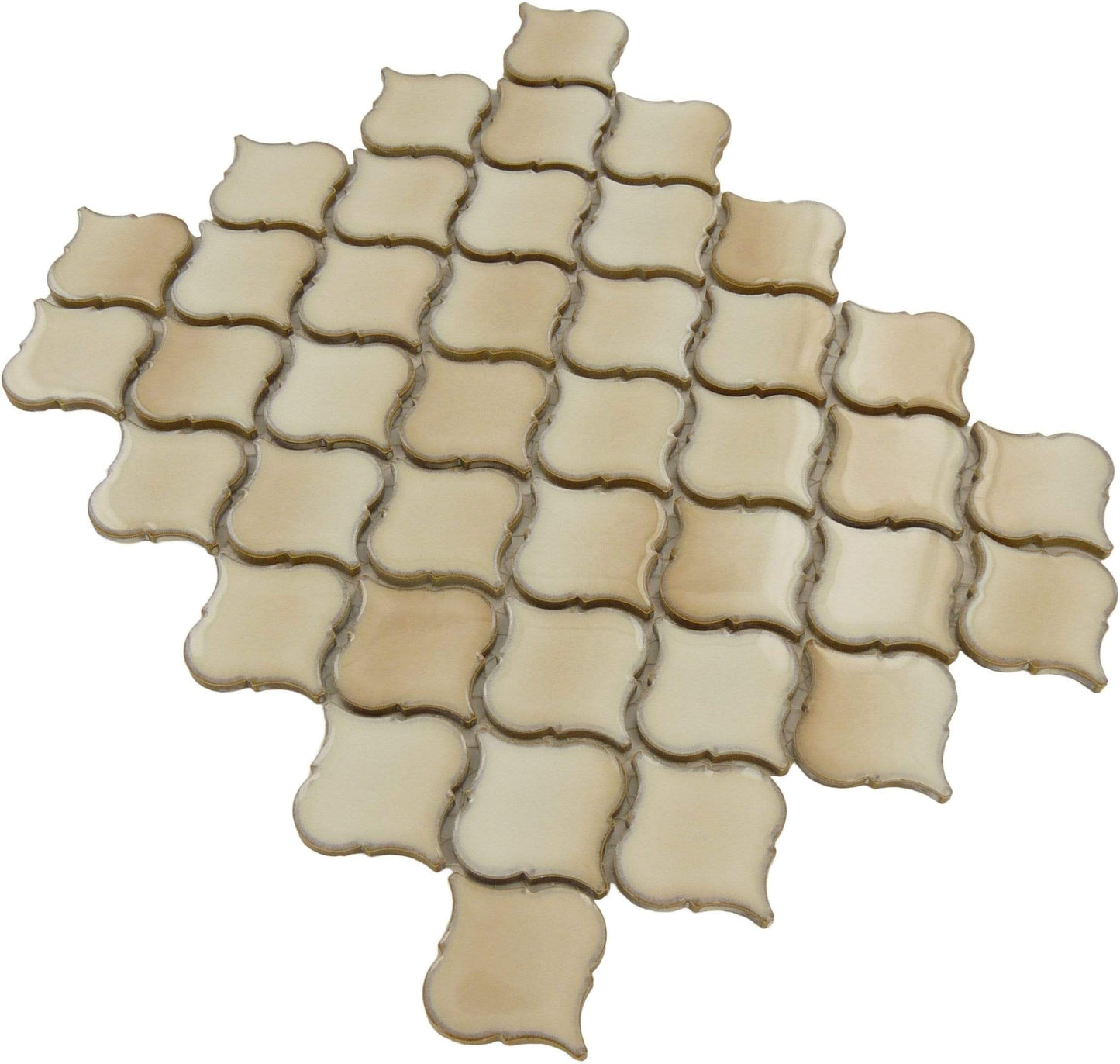 Cafe Latte Arabesque Cream Glossy Porcelain Tile Regency
