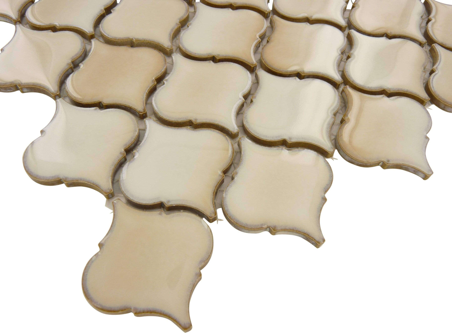 Cafe Latte Arabesque Cream Glossy Porcelain Tile Regency