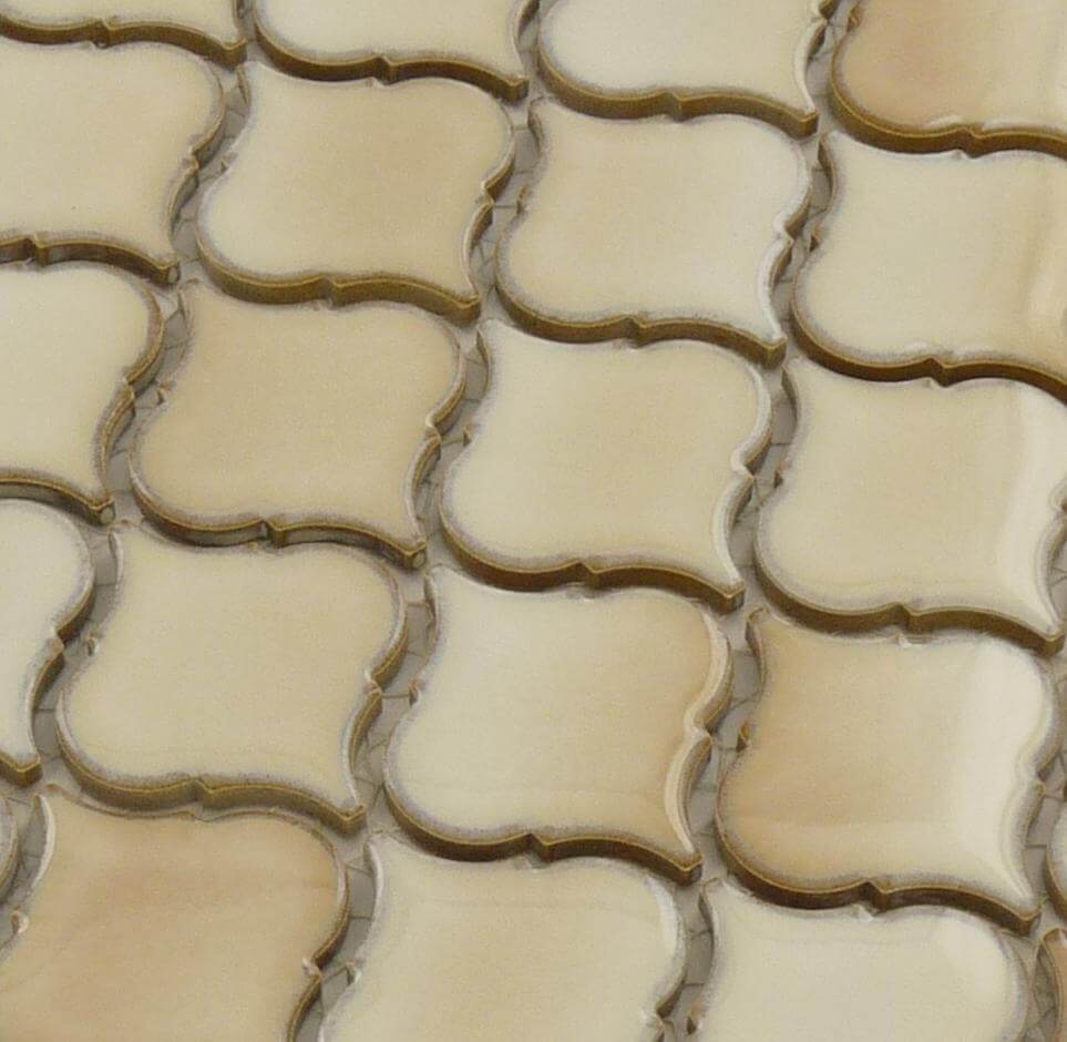 Cafe Latte Arabesque Cream Glossy Porcelain Tile Regency