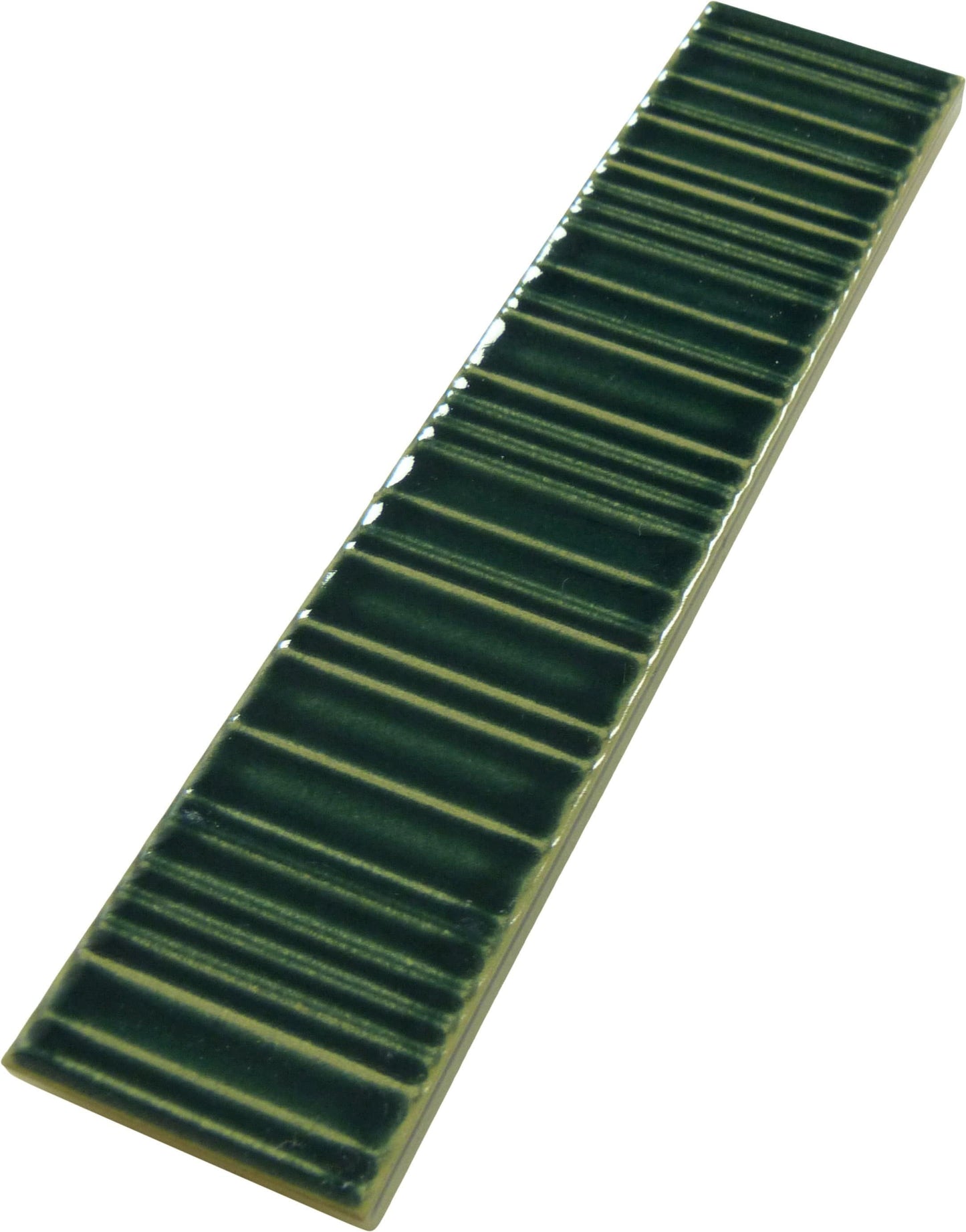 Illusion Aegean Green Rippled Bar 2x8 Glossy Porcelain Tile Regency