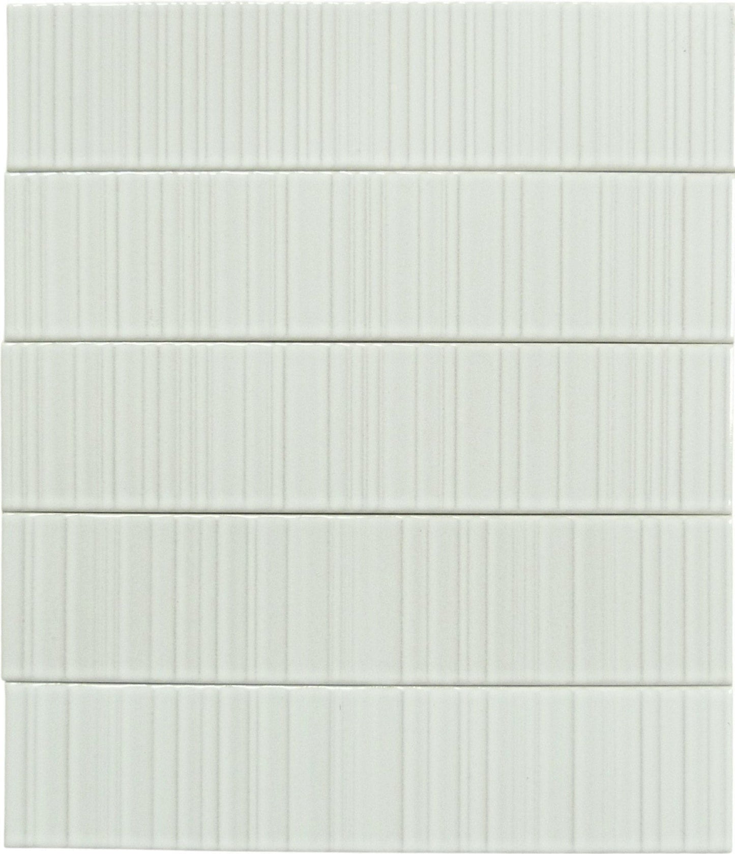 Illusion Dover White Rippled Bar 2x8 Glossy Porcelain Tile Regency