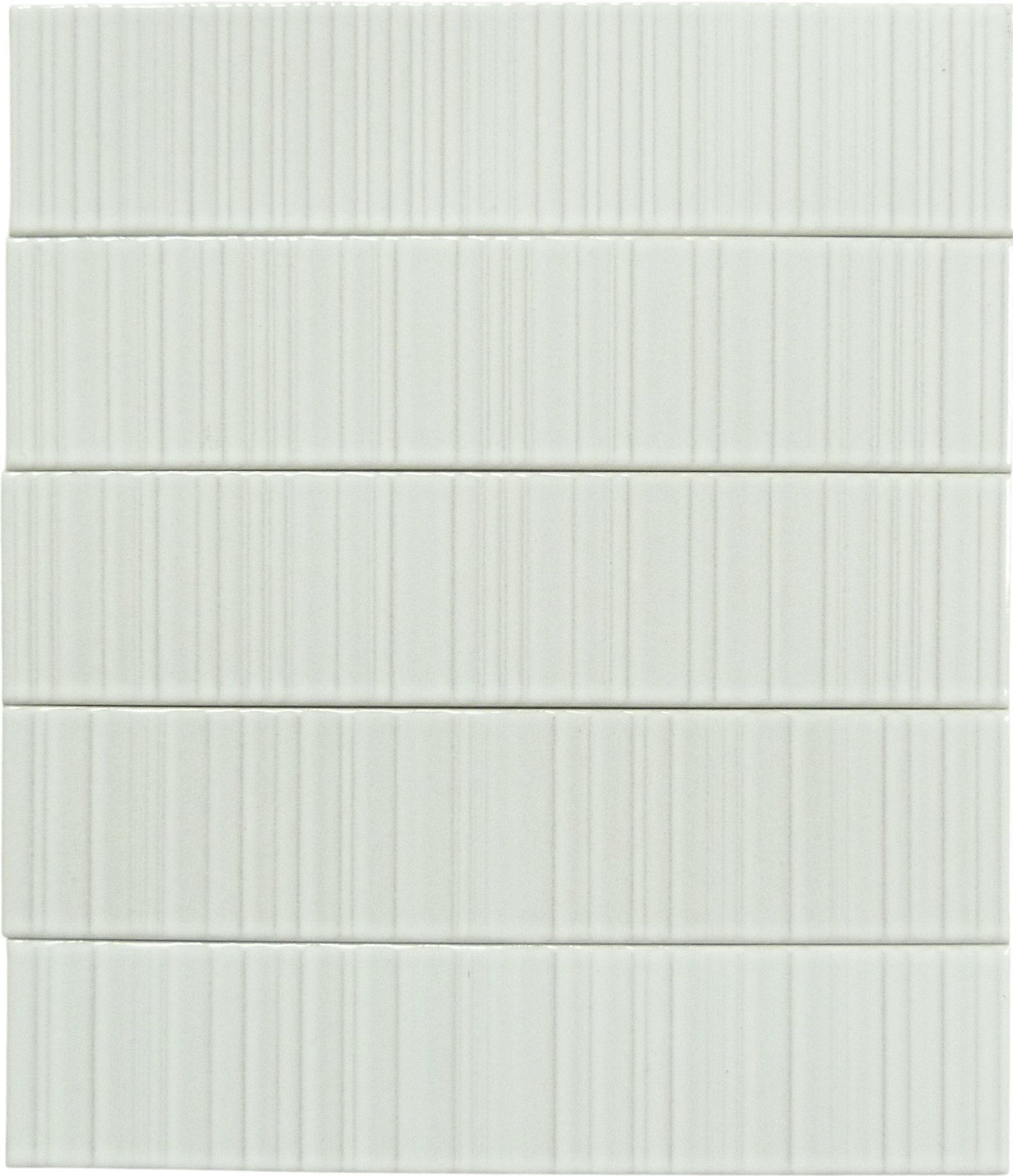 Illusion Dover White Rippled Bar 2x8 Glossy Porcelain Tile Regency