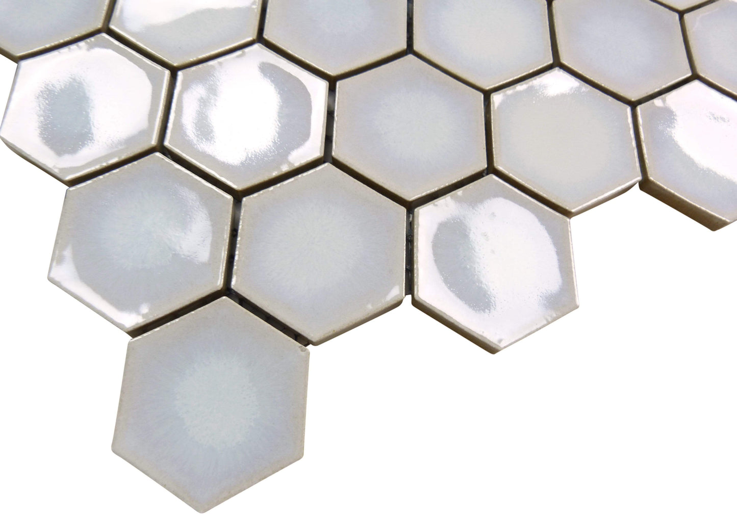 Starry White Hexagon Glossy Porcelain Tile Regency