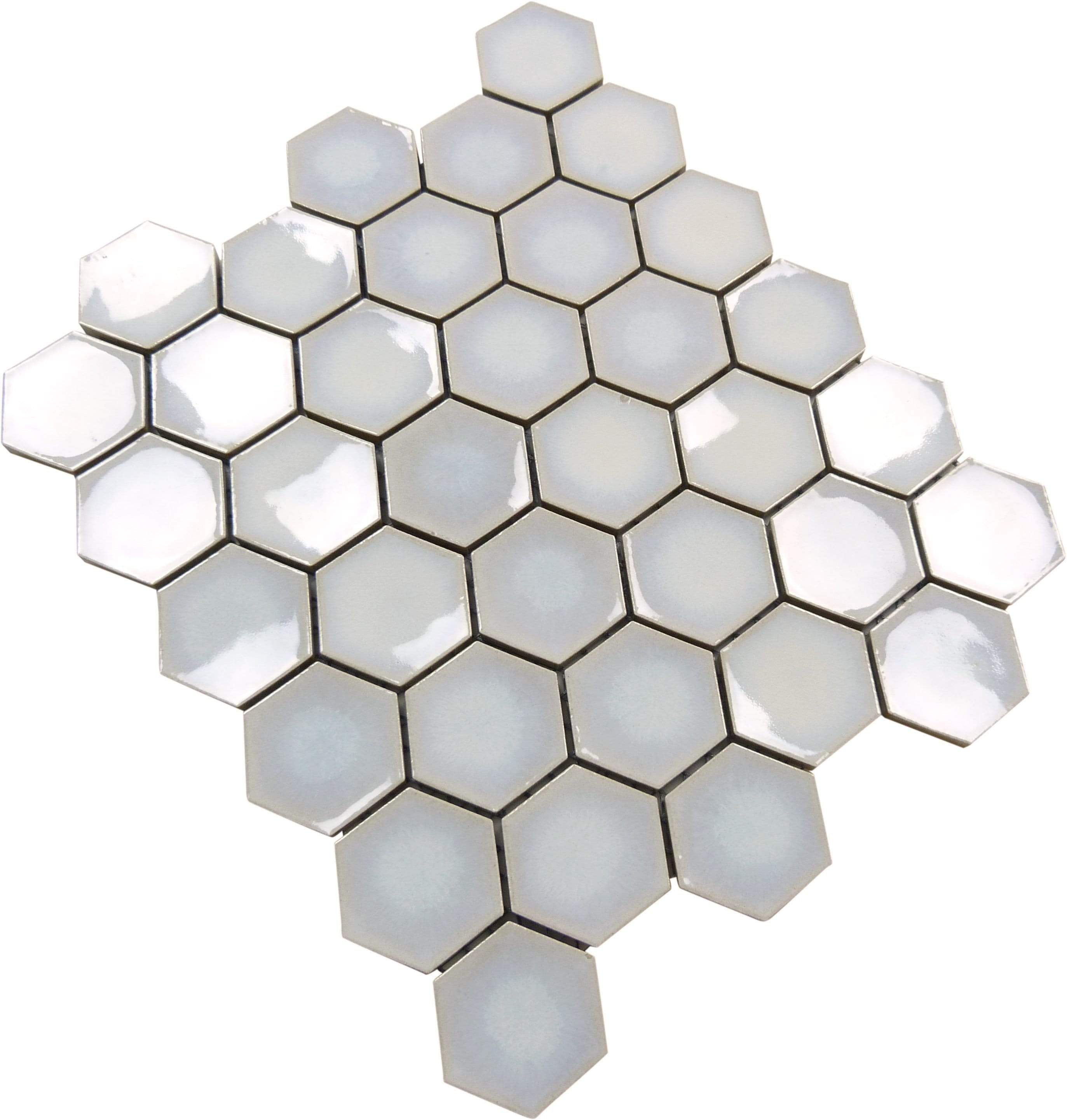 Starry White Hexagon Glossy Porcelain Tile Regency