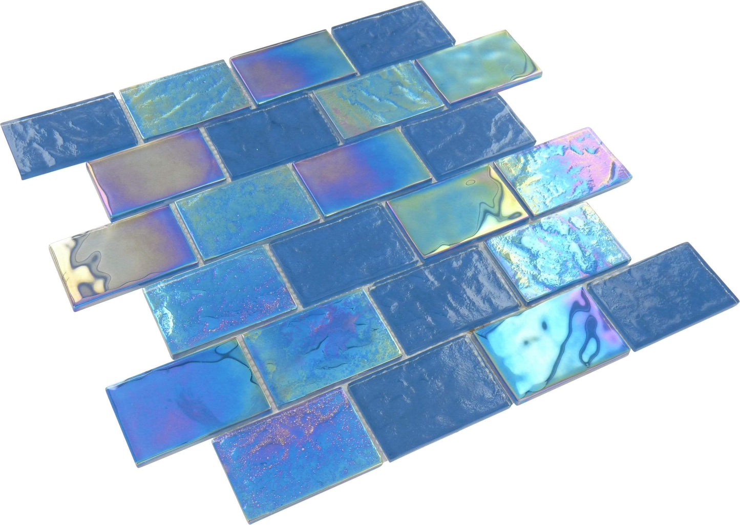 Bimini Blue 2" x 3" Glossy & Iridescent Glass Pool Tile Royal Tile & Stone