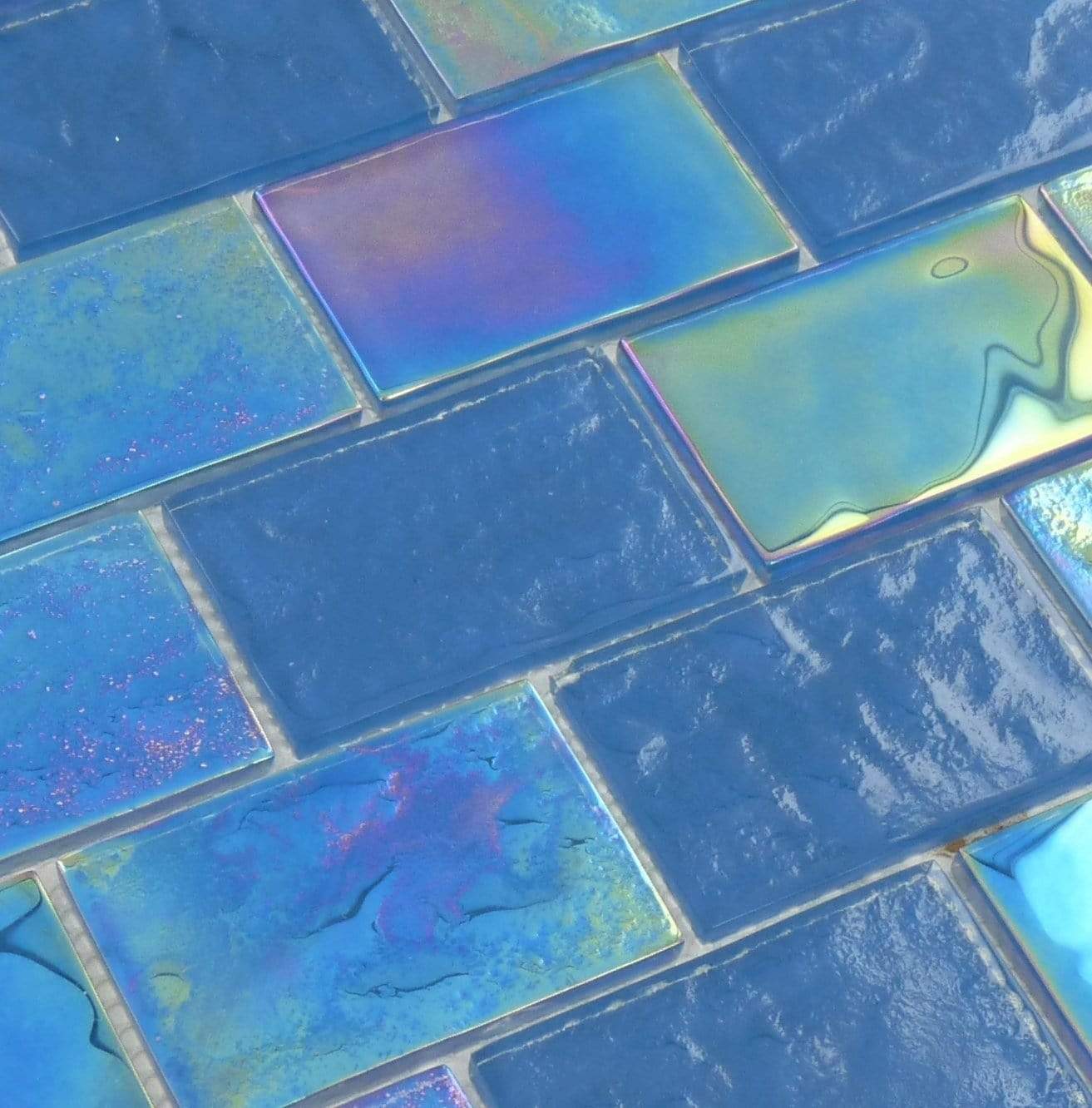 Bimini Blue 2" x 3" Glossy & Iridescent Glass Pool Tile Royal Tile & Stone