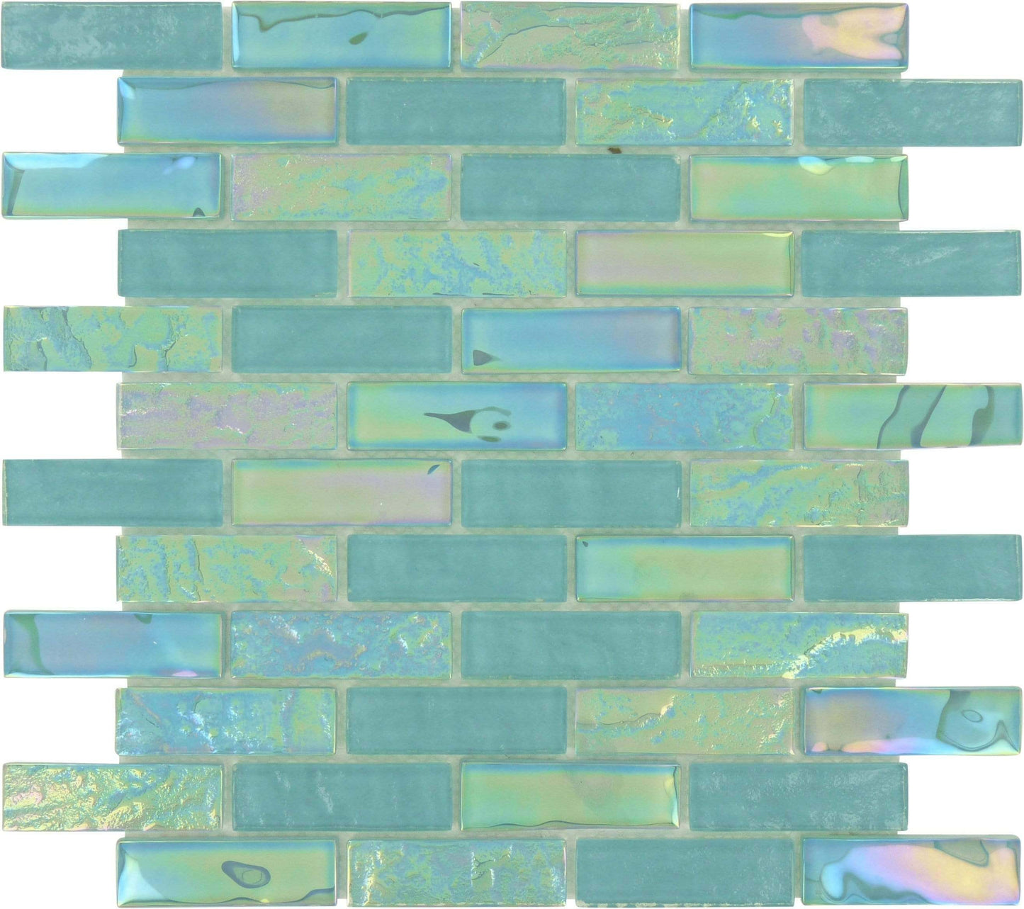 Emerald Green 1" x 3" Glossy & Iridescent Glass Pool Tile Royal Tile & Stone