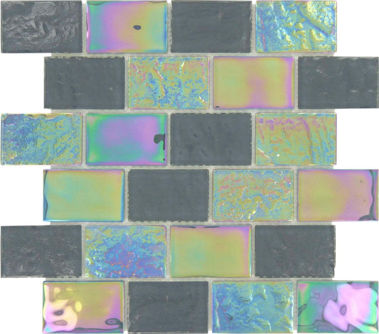 Thunder Grey 2" x 3" Glossy & Iridescent Glass Pool Tile Royal Tile & Stone