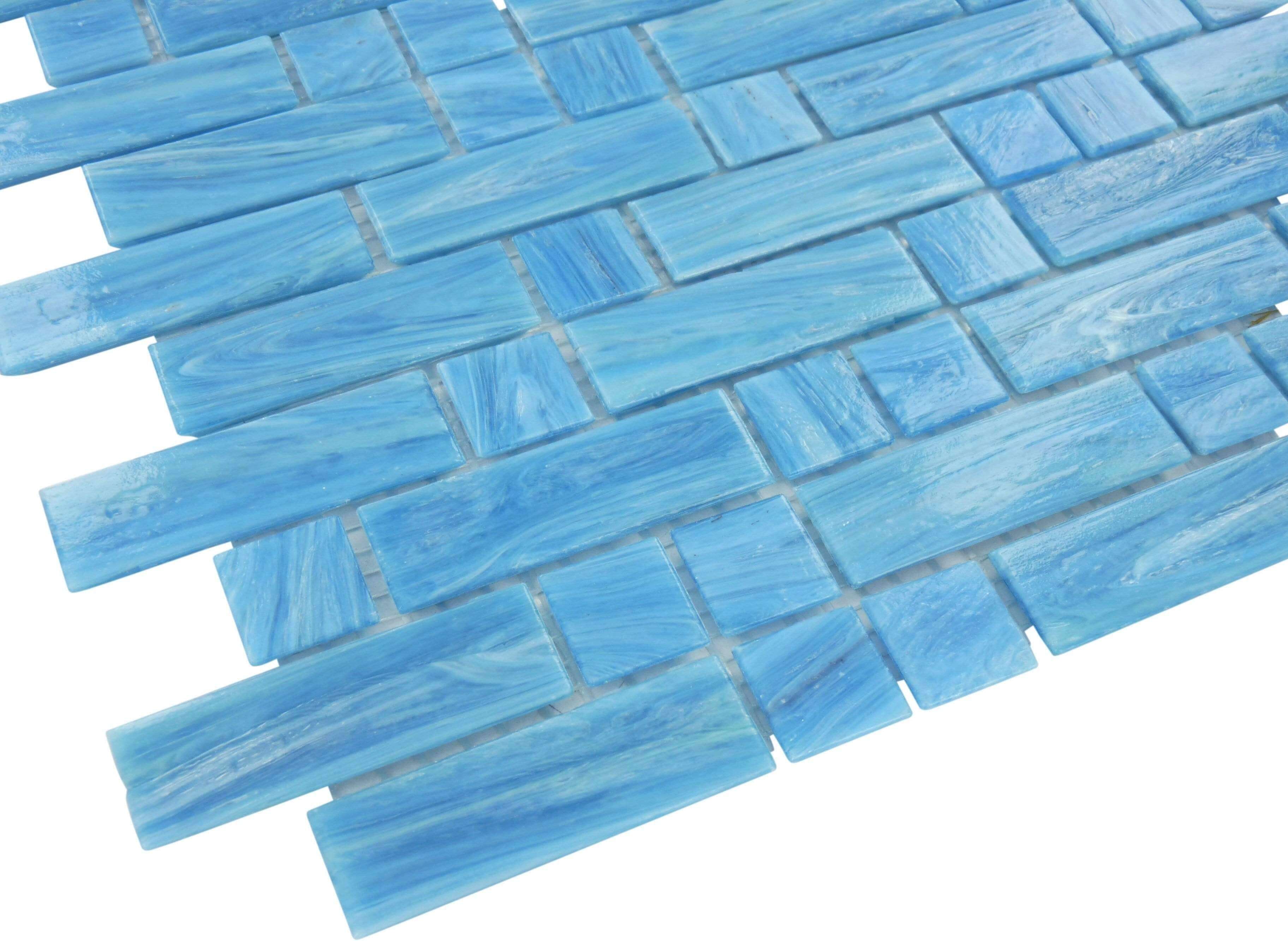 Ionian Random Brick Glossy Glass Pool Tile Royal Tile & Stone