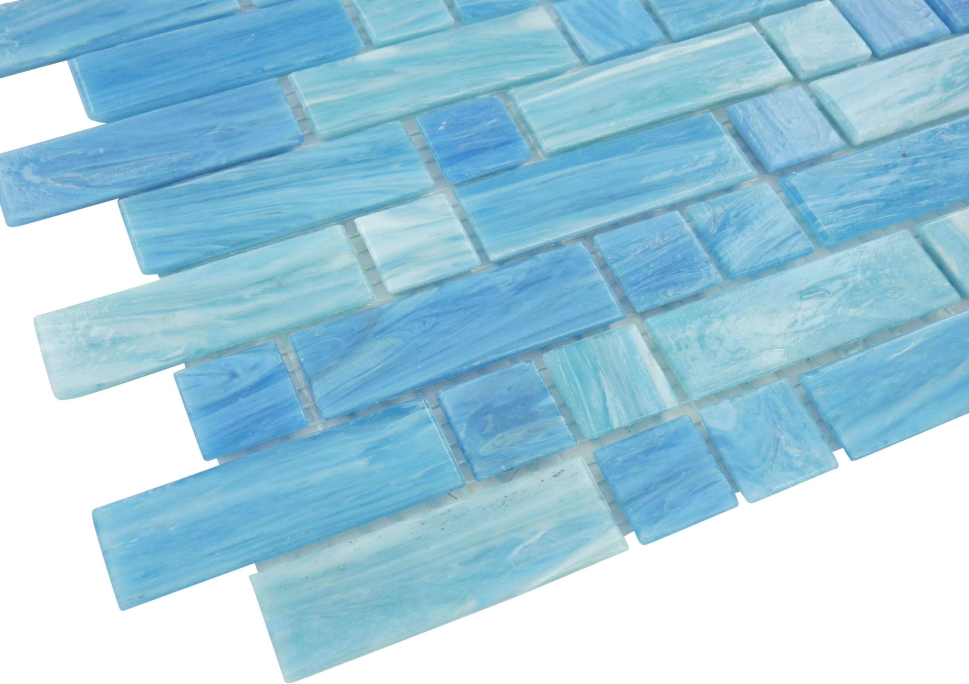 Caspian Random Brick Glossy Glass Pool Tile Royal Tile & Stone