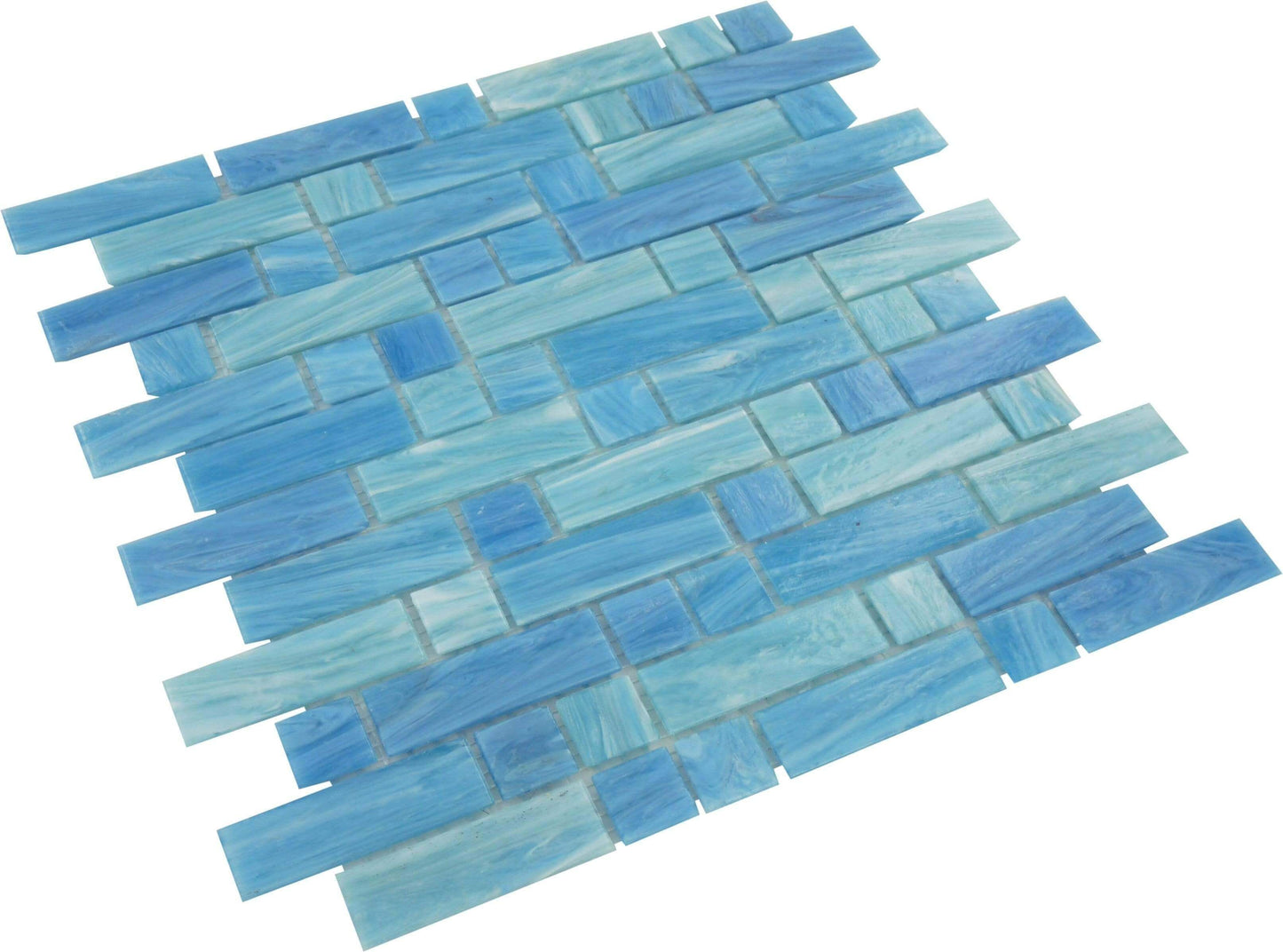 Caspian Random Brick Glossy Glass Pool Tile Royal Tile & Stone