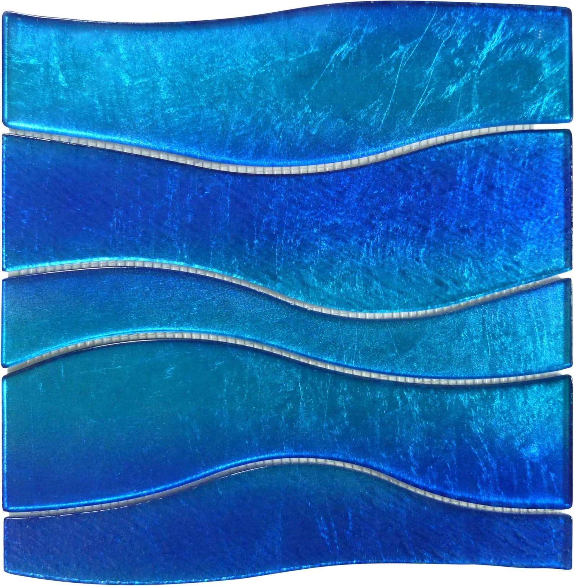 Ocean Water Waves Blue Glossy Glass Tile Royal Tile & Stone