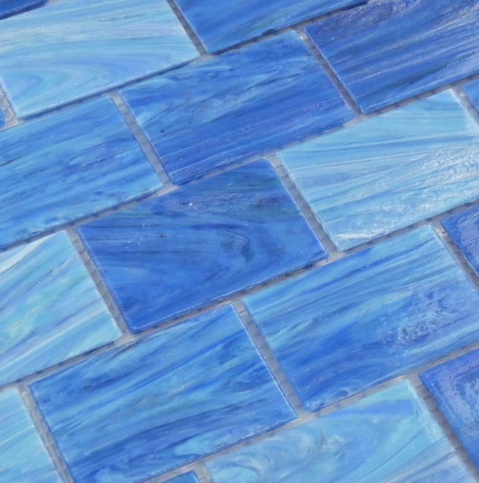 Aegean Blue 2" x 3" Glossy Glass Subway Pool Tile Royal Tile & Stone