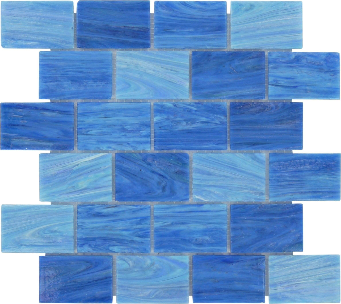 Aegean Blue 2" x 3" Glossy Glass Subway Pool Tile Royal Tile & Stone