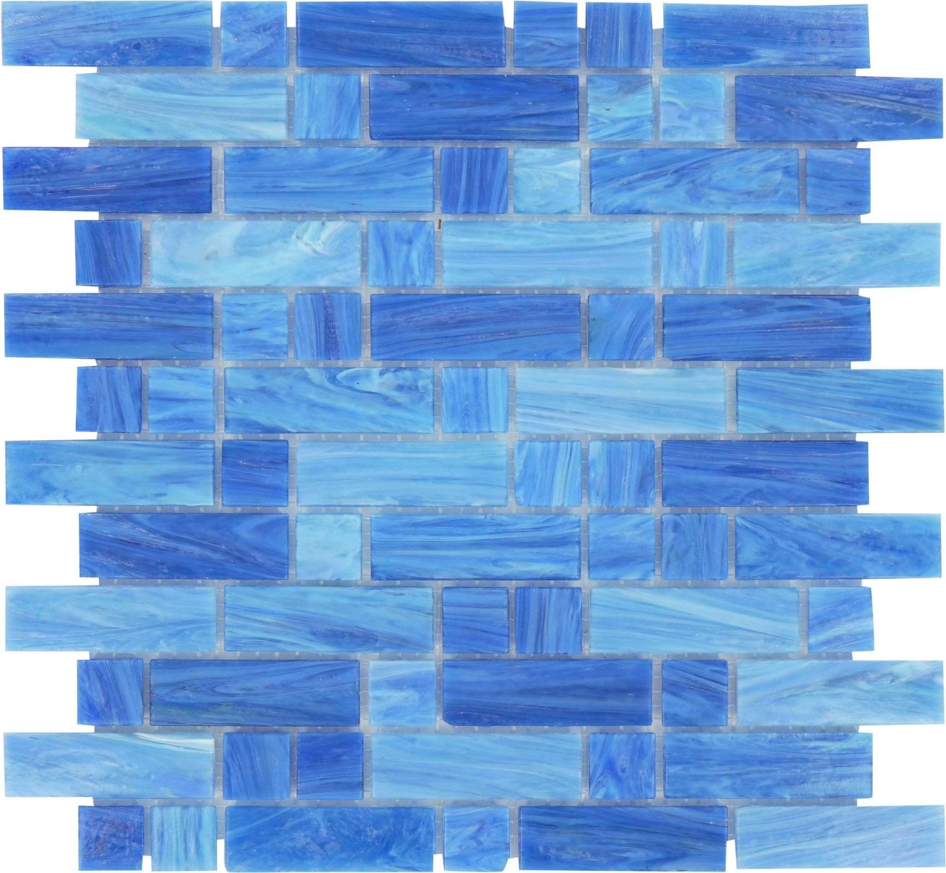 Aegean Random Brick Glossy Glass Pool Tile Royal Tile & Stone