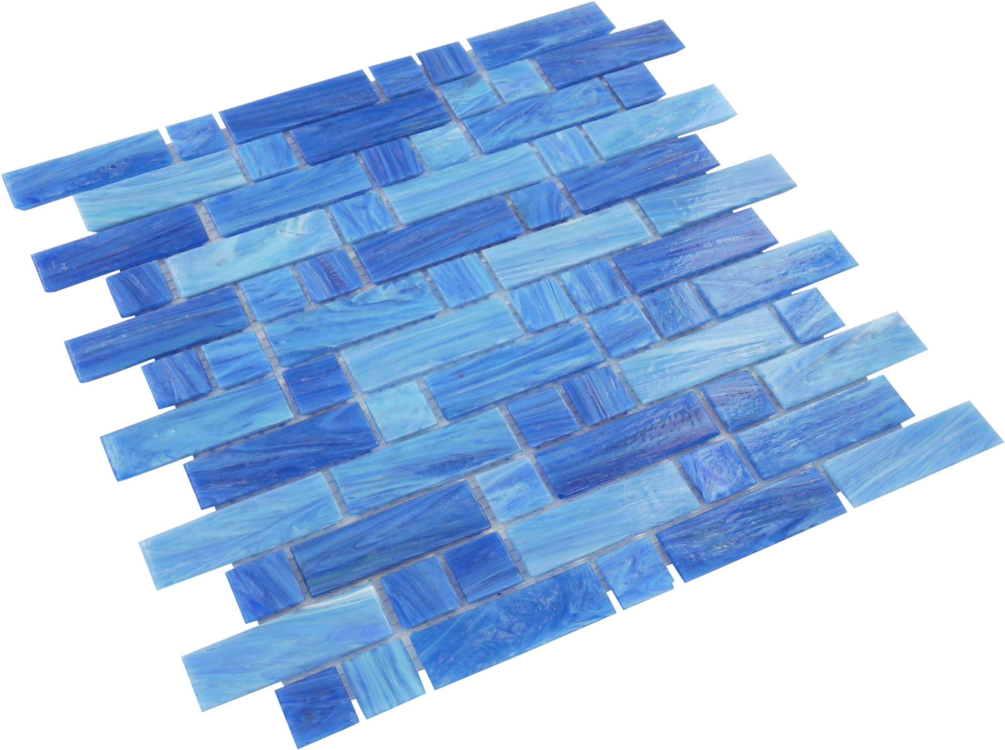 Aegean Random Brick Glossy Glass Pool Tile Royal Tile & Stone