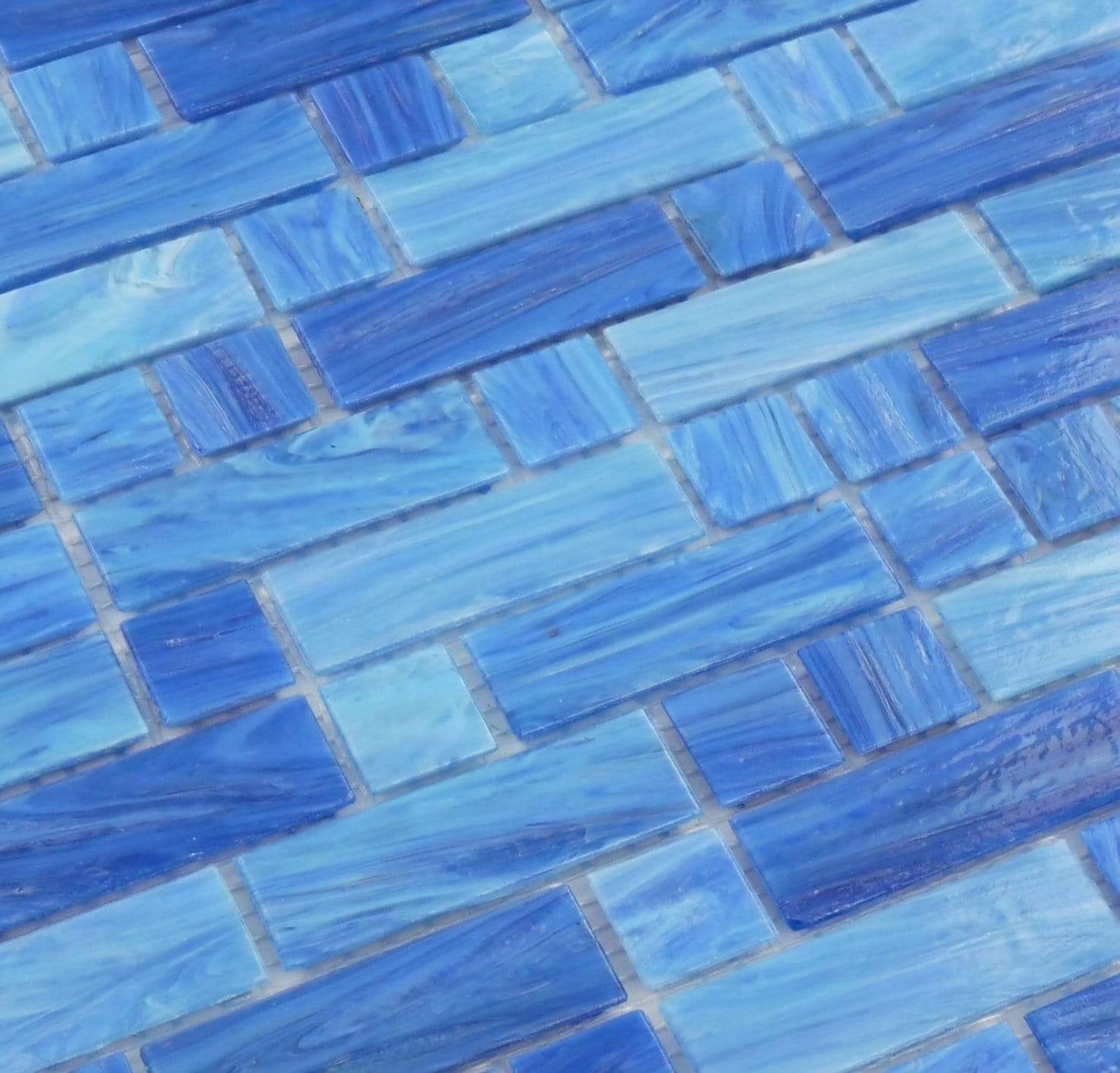 Aegean Random Brick Glossy Glass Pool Tile Royal Tile & Stone