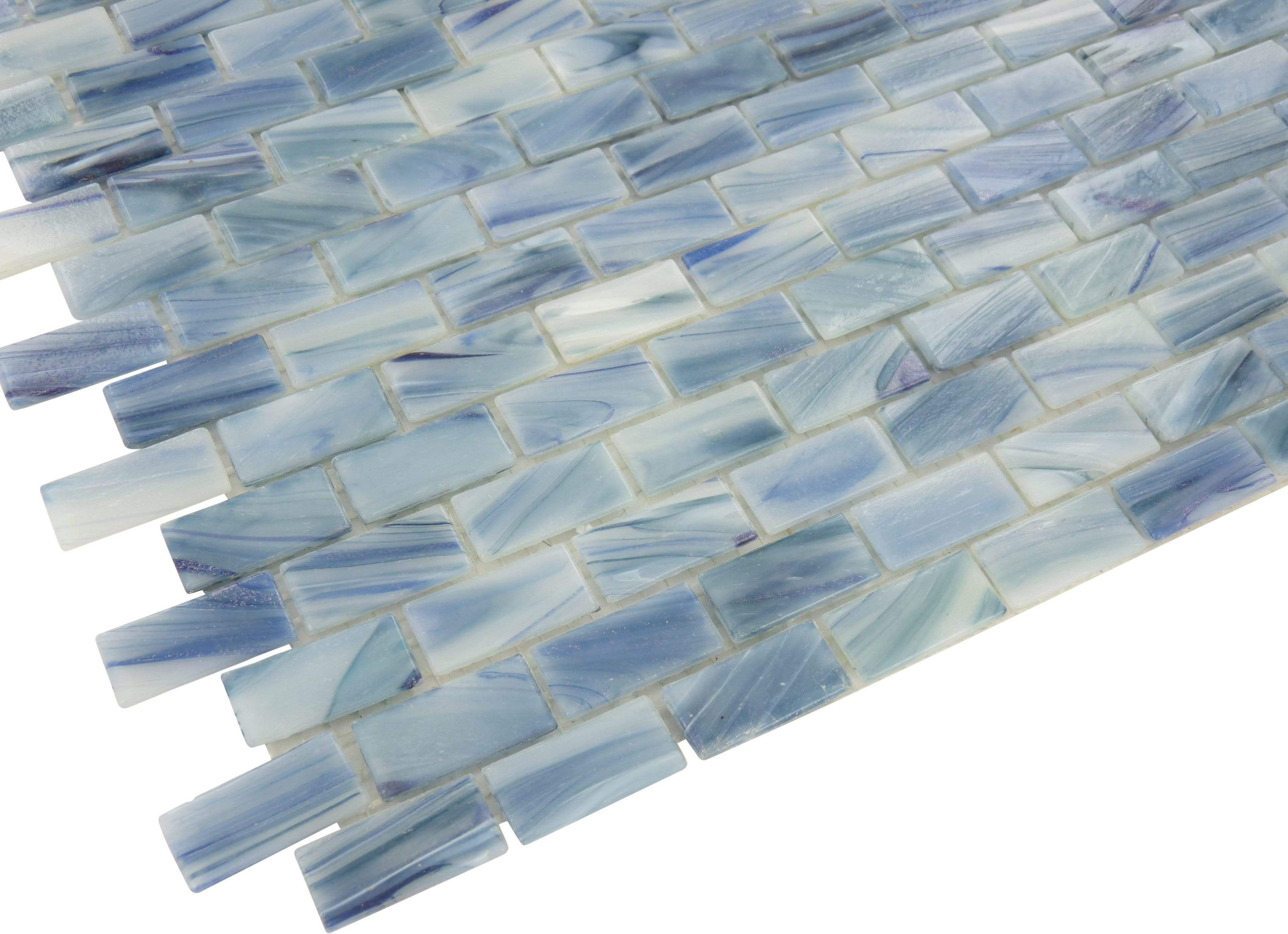 Azzurite Blue 1/2" x 1" Glossy Glass Pool Tile Royal Tile & Stone