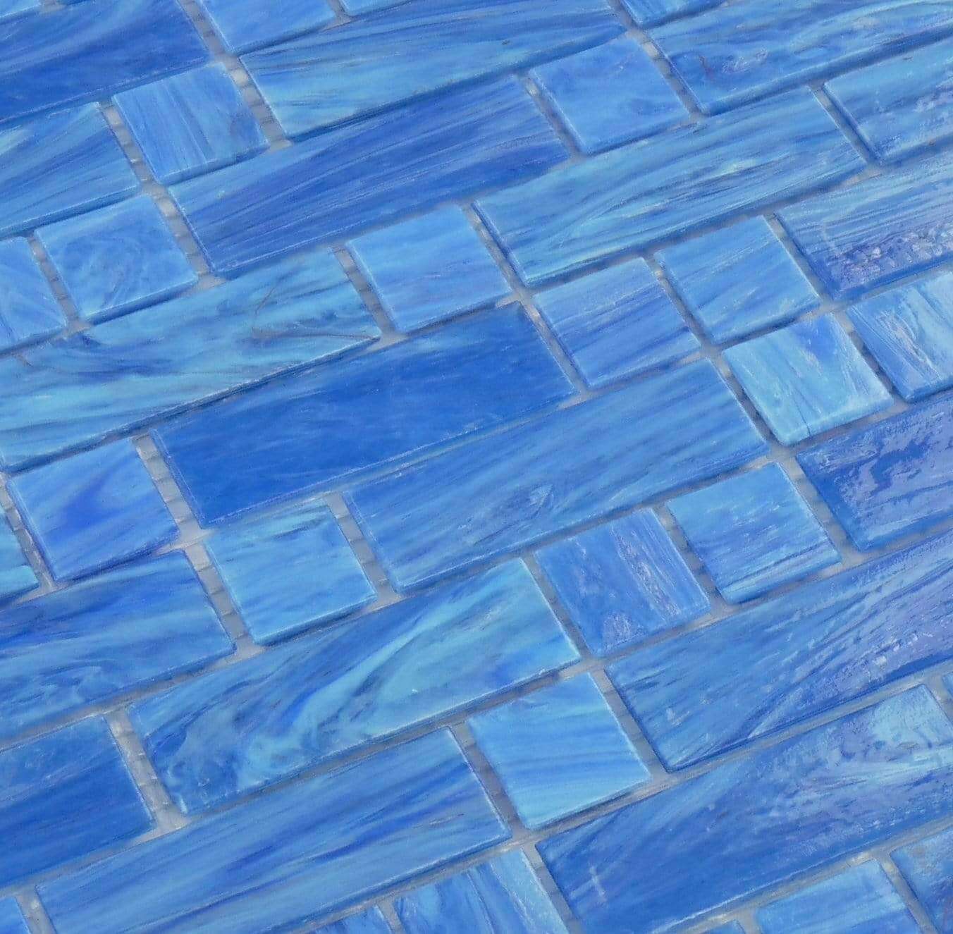 Labrador Blue Random Brick Glossy Glass Pool Tile Royal Tile & Stone