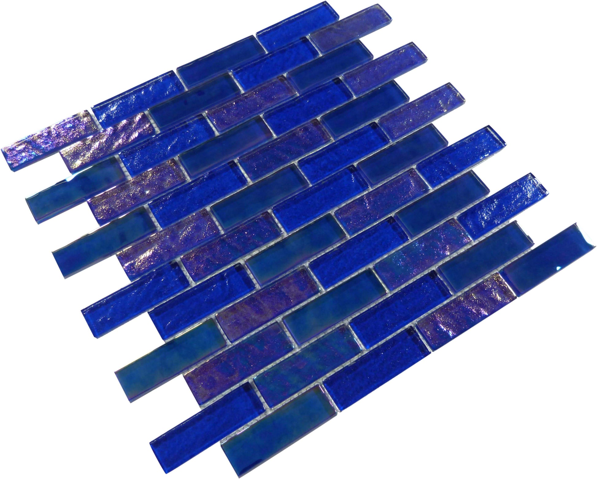 Naval Blue 1" x 3" Glossy & Iridescent Glass Pool Tile Royal Tile & Stone