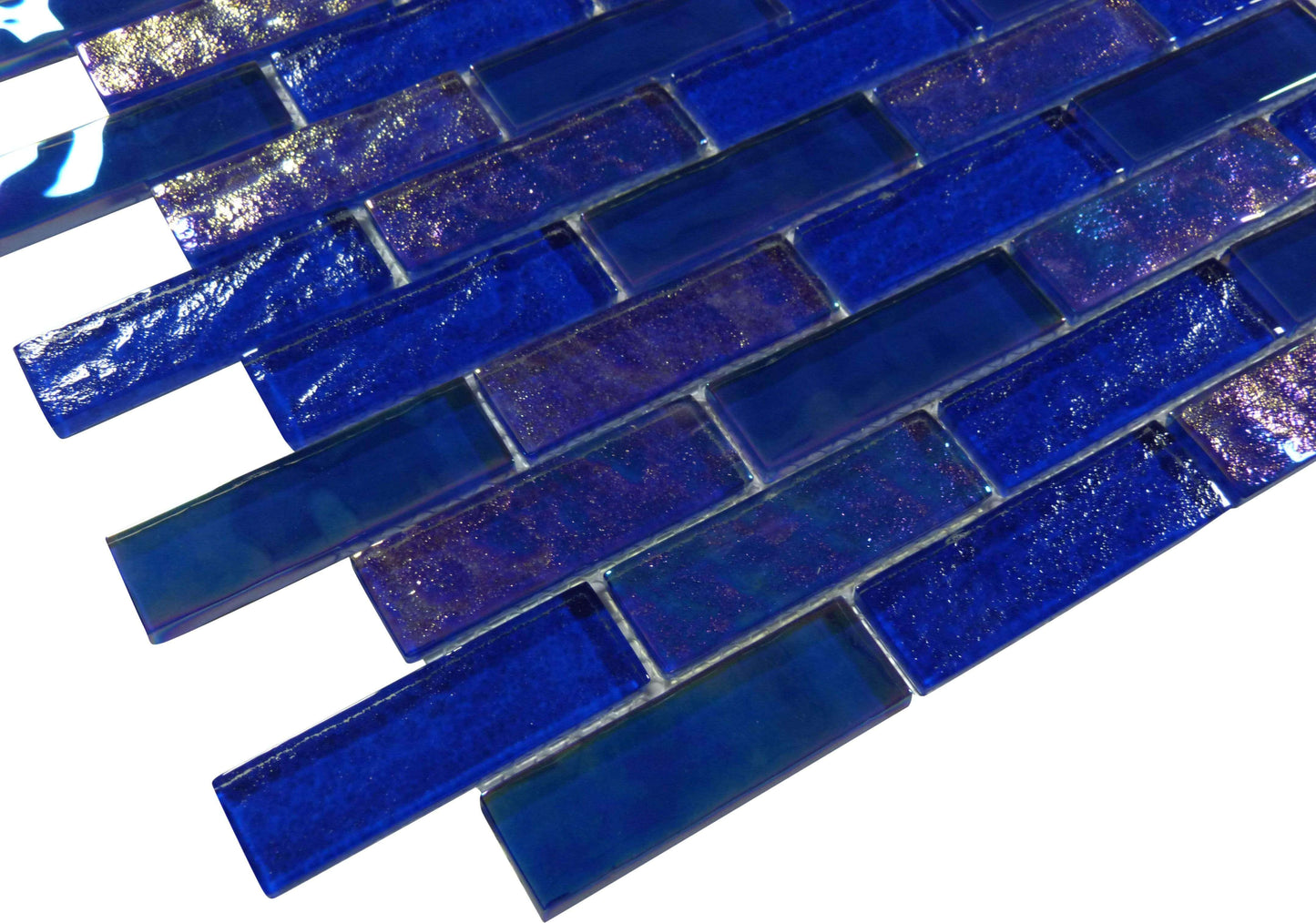 Naval Blue 1" x 3" Glossy & Iridescent Glass Pool Tile Royal Tile & Stone