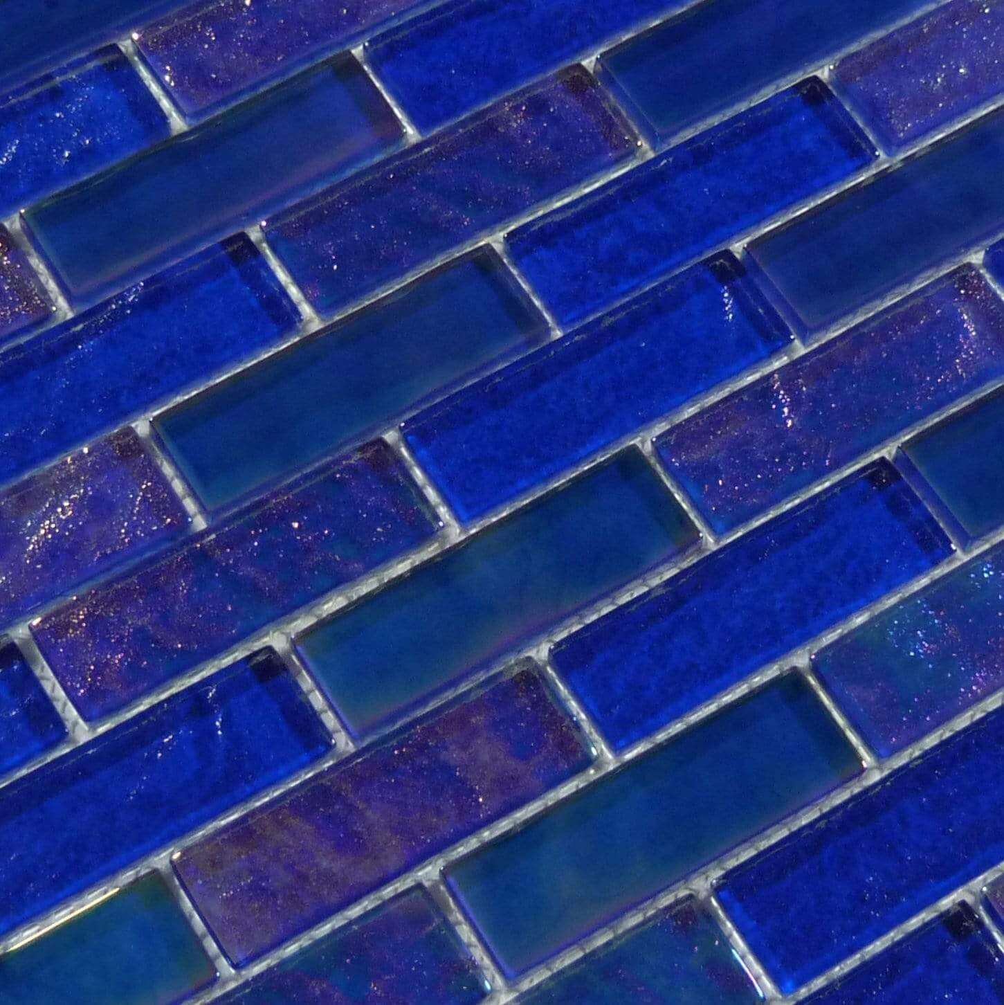 Naval Blue 1" x 3" Glossy & Iridescent Glass Pool Tile Royal Tile & Stone