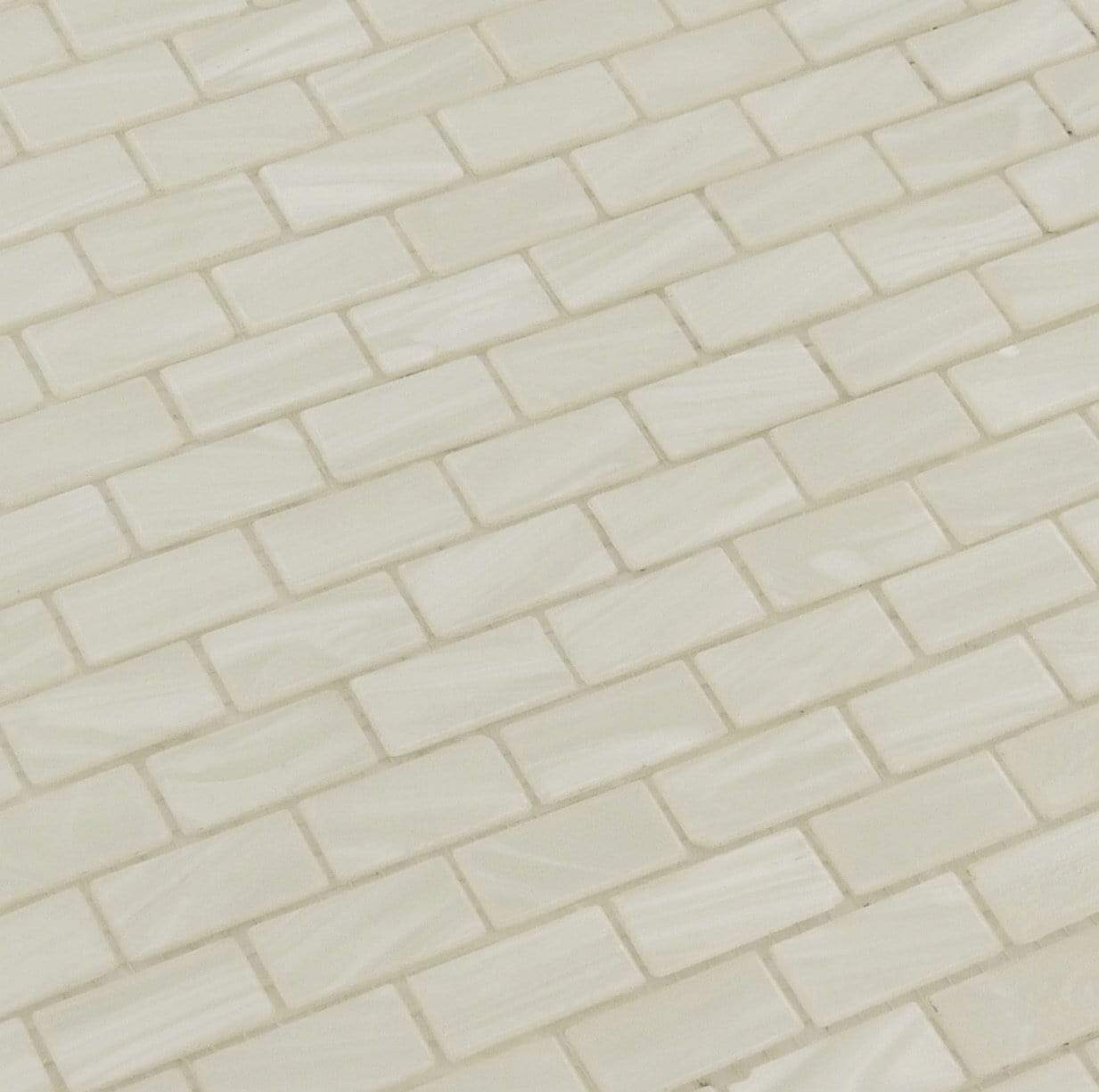 Pearl White 1/2" x 1" Glossy Glass Pool Tile Royal Tile & Stone