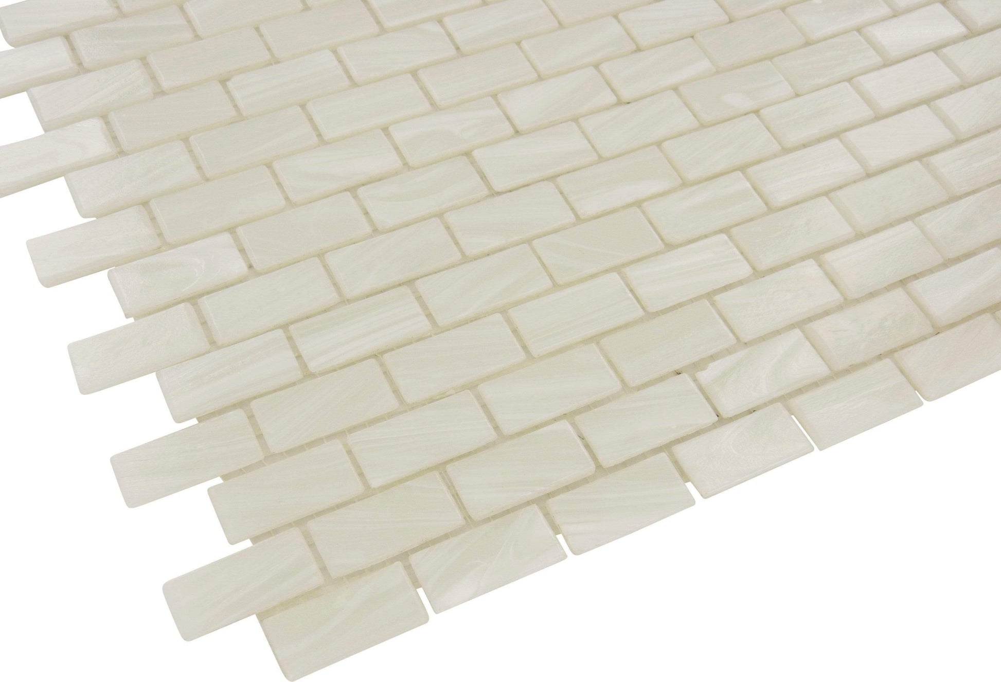 Pearl White 1/2" x 1" Glossy Glass Pool Tile Royal Tile & Stone