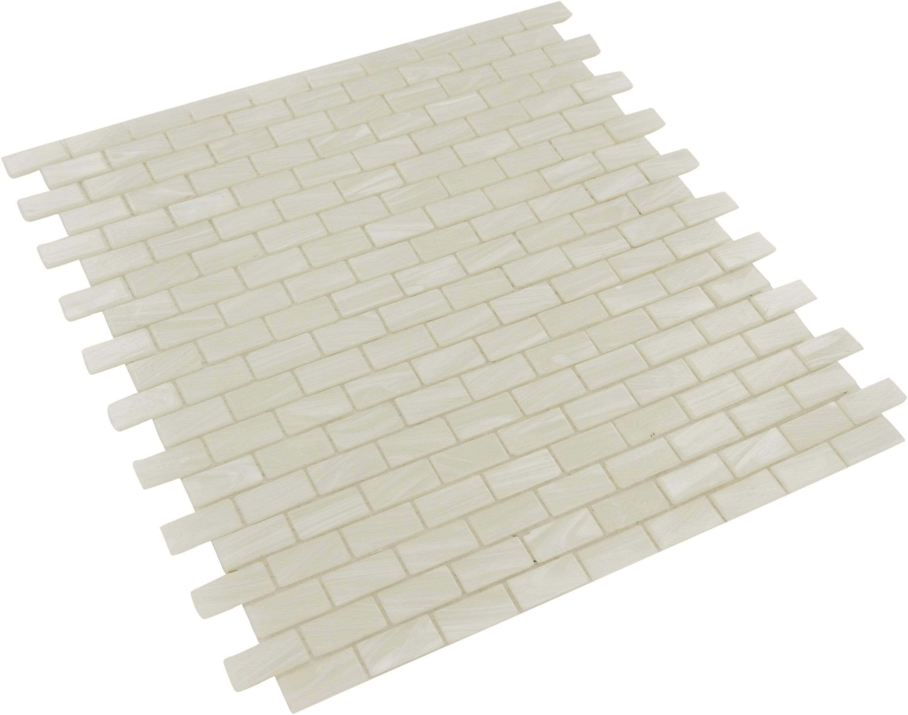 Pearl White 1/2" x 1" Glossy Glass Pool Tile Royal Tile & Stone