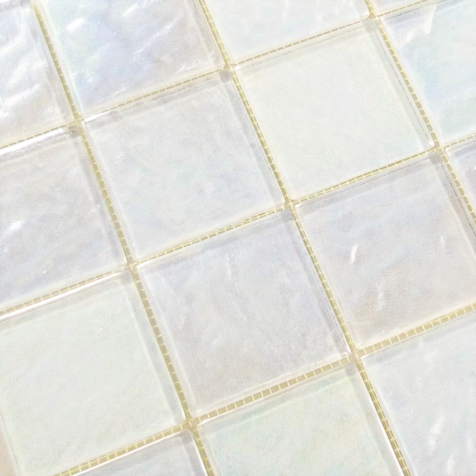 Piazza White Textured 3x3 Iridescent Glass Tile Royal Tile & Stone