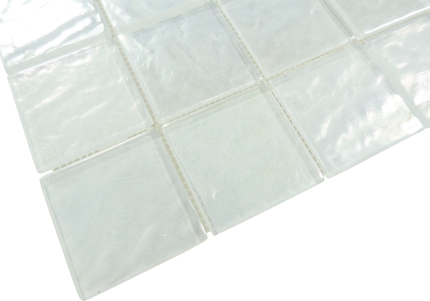 Piazza White Textured 3x3 Iridescent Glass Tile Royal Tile & Stone