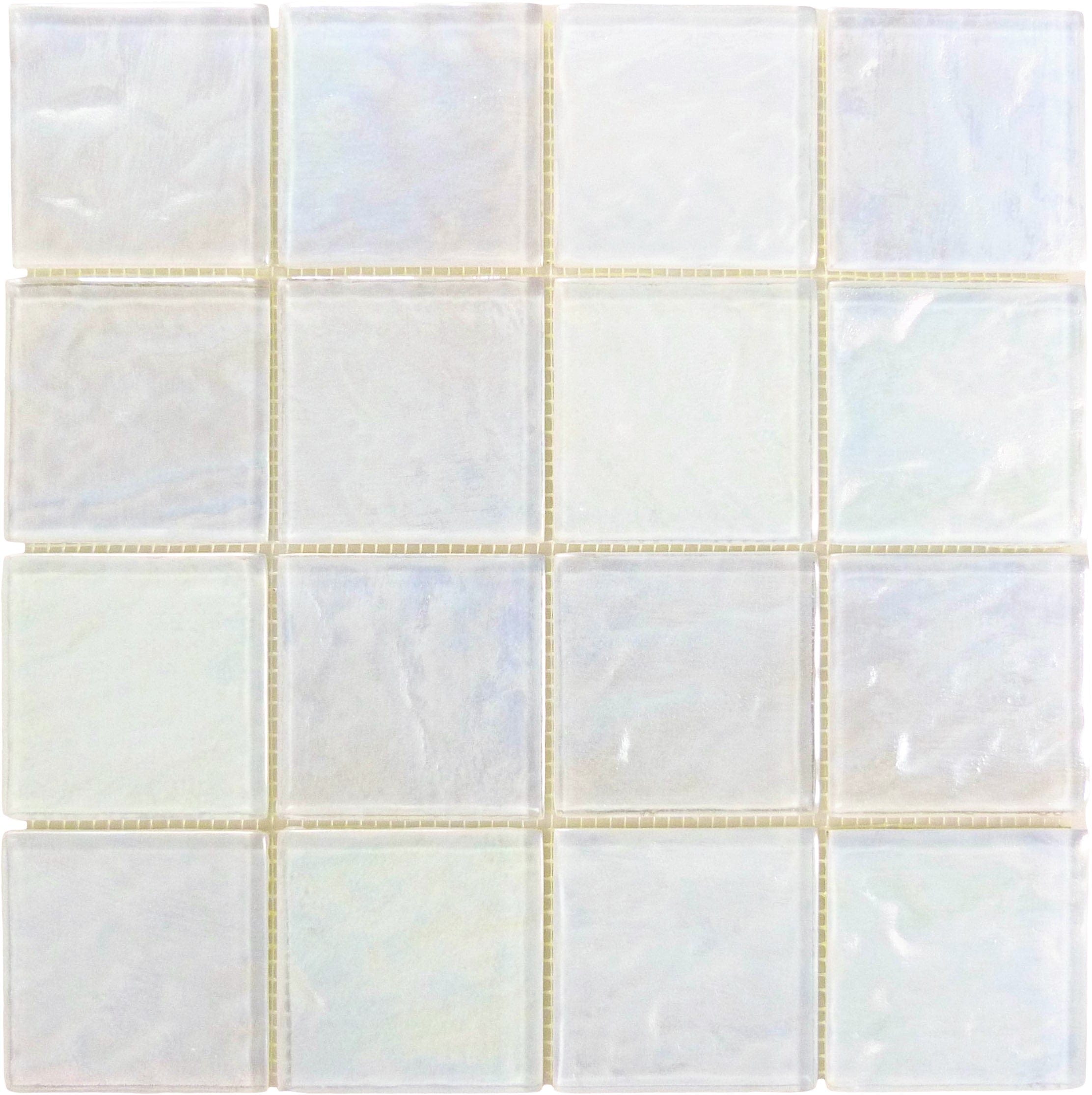 Piazza White Textured 3x3 Iridescent Glass Tile Royal Tile & Stone