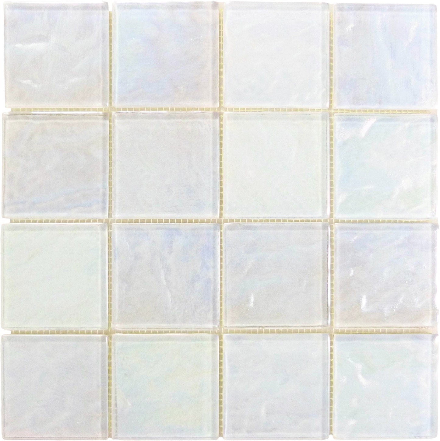 Piazza White Textured 3x3 Iridescent Glass Tile Royal Tile & Stone