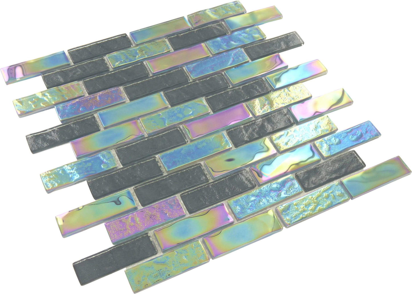 Thunder Grey 1" x 3" Glossy & Iridescent Glass Pool Tile Royal Tile & Stone